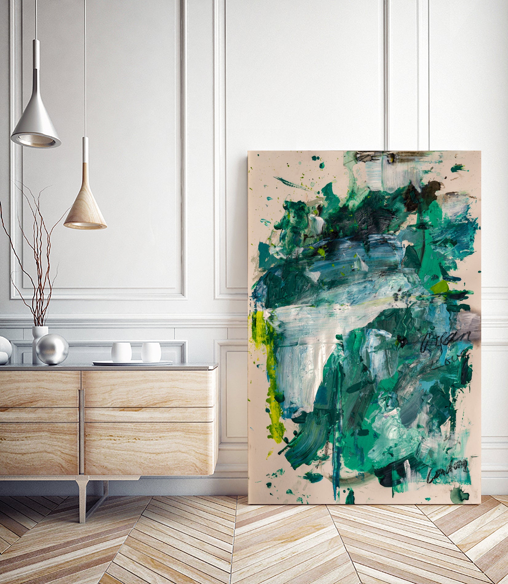 Endless Turquoise and Green No 1 by Janet London on GIANT ART - green abstract