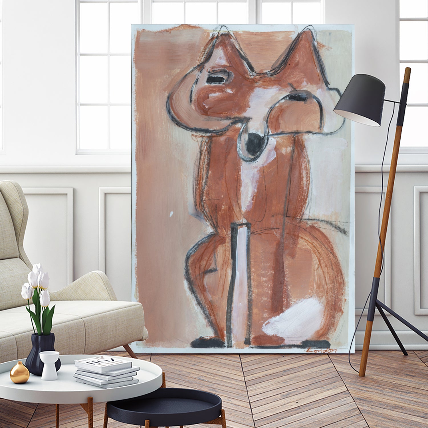 Abstract red fox by Janet London on GIANT ART - rust abstract fox