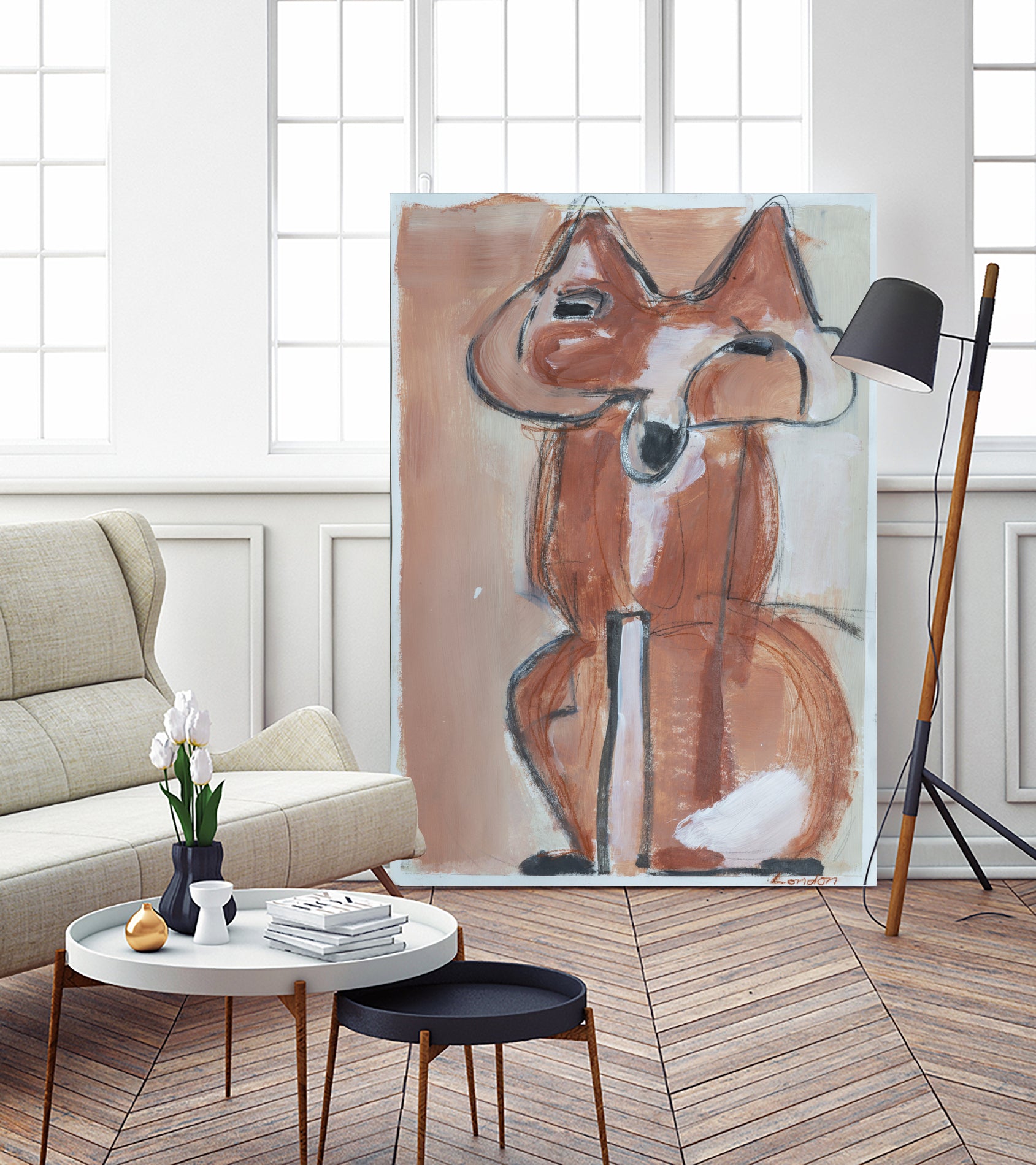 Abstract red fox by Janet London on GIANT ART - rust abstract fox