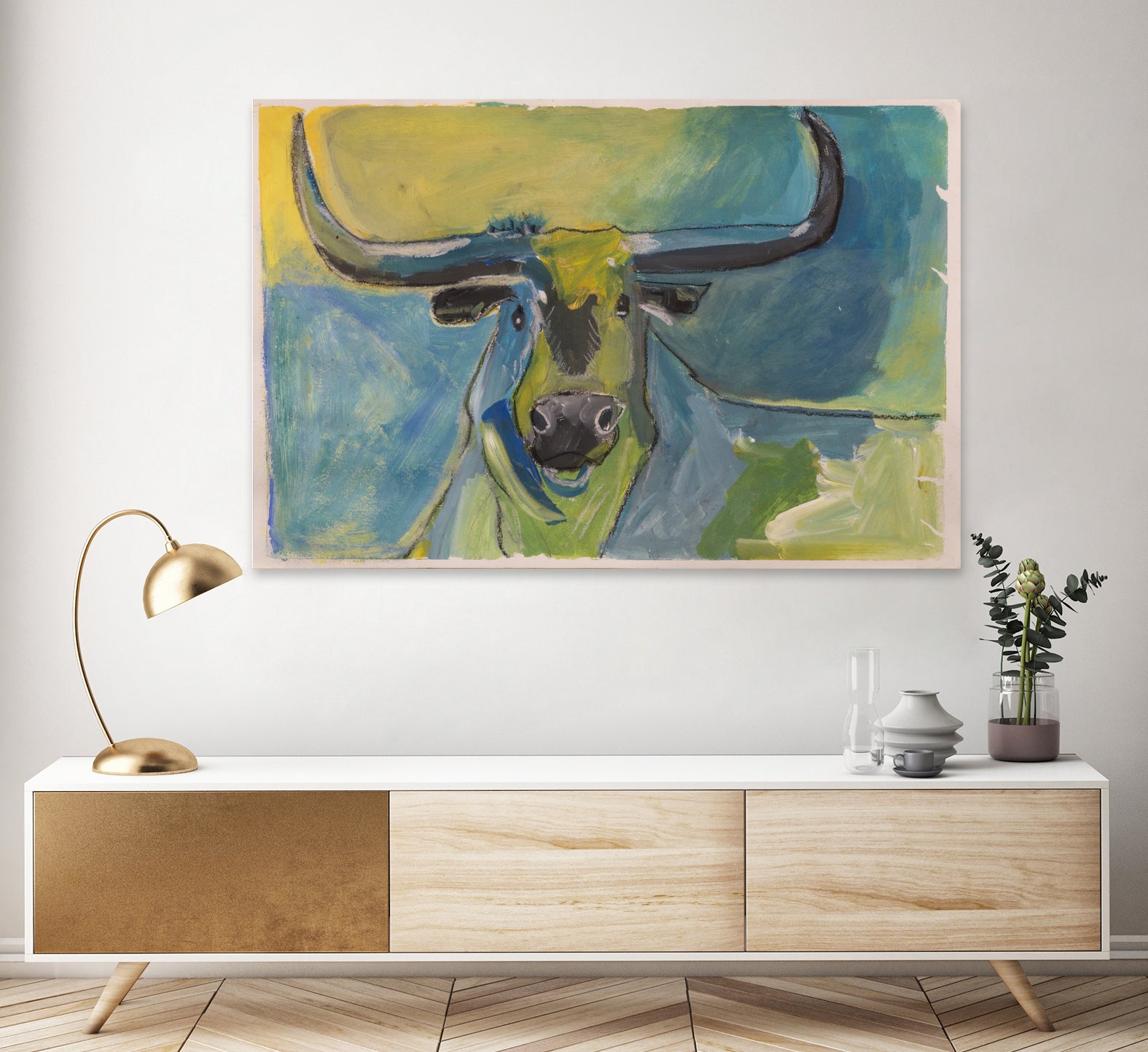 Bullseye by Janet London on GIANT ART - blue abstract bull