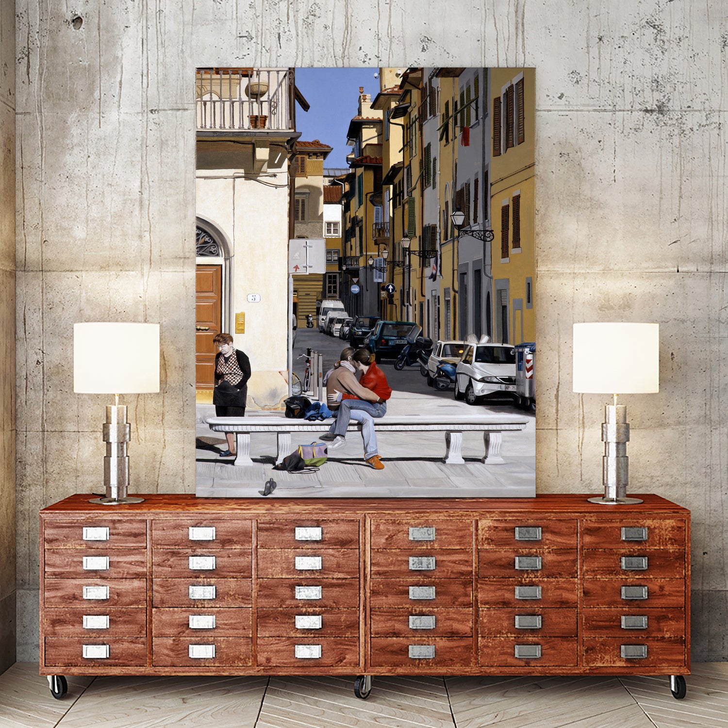 Lovers in Santa Croce by Matthew Holden Bates on GIANT ART - blue landscape