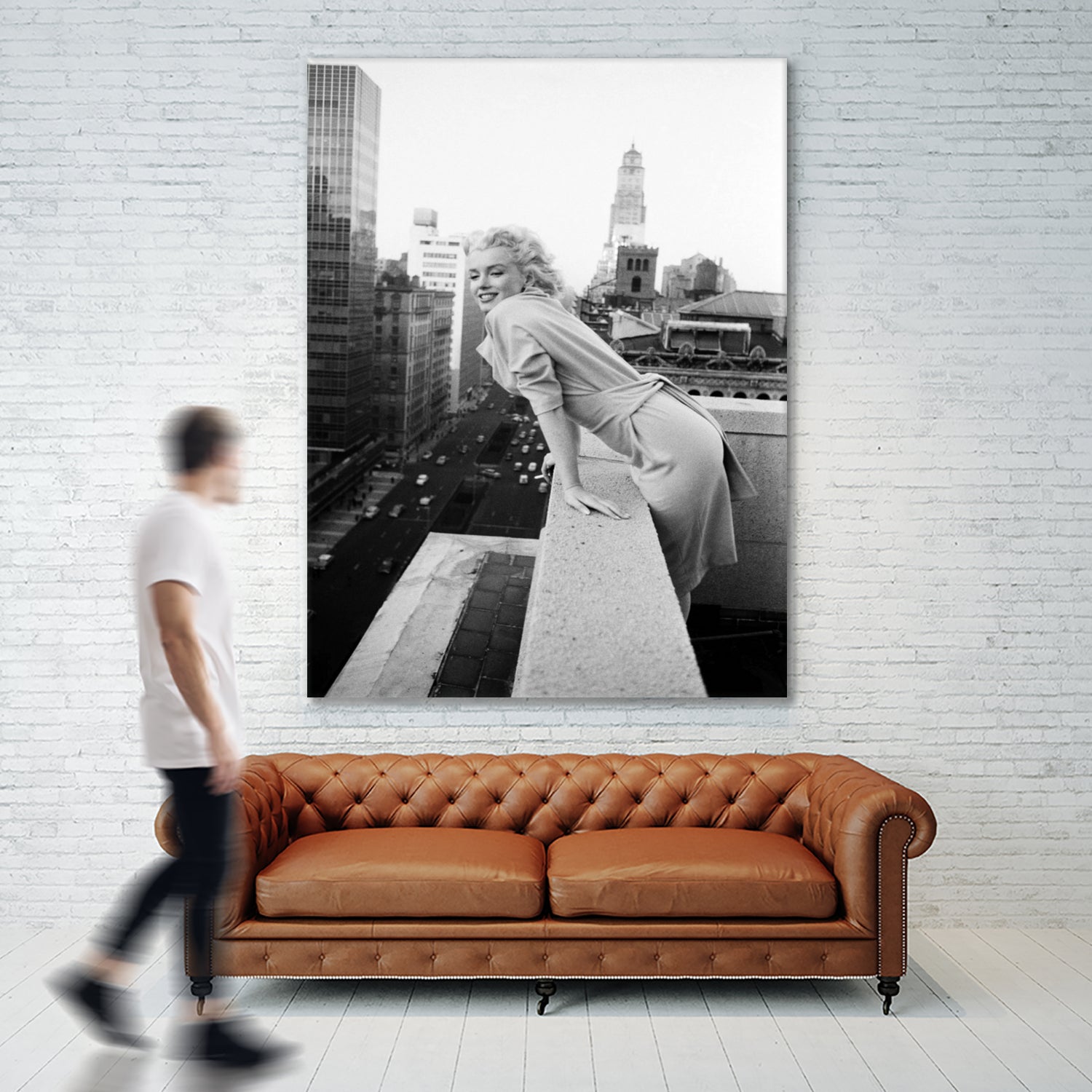 Marilyn on balcony by M studio on GIANT ART - black and white photography