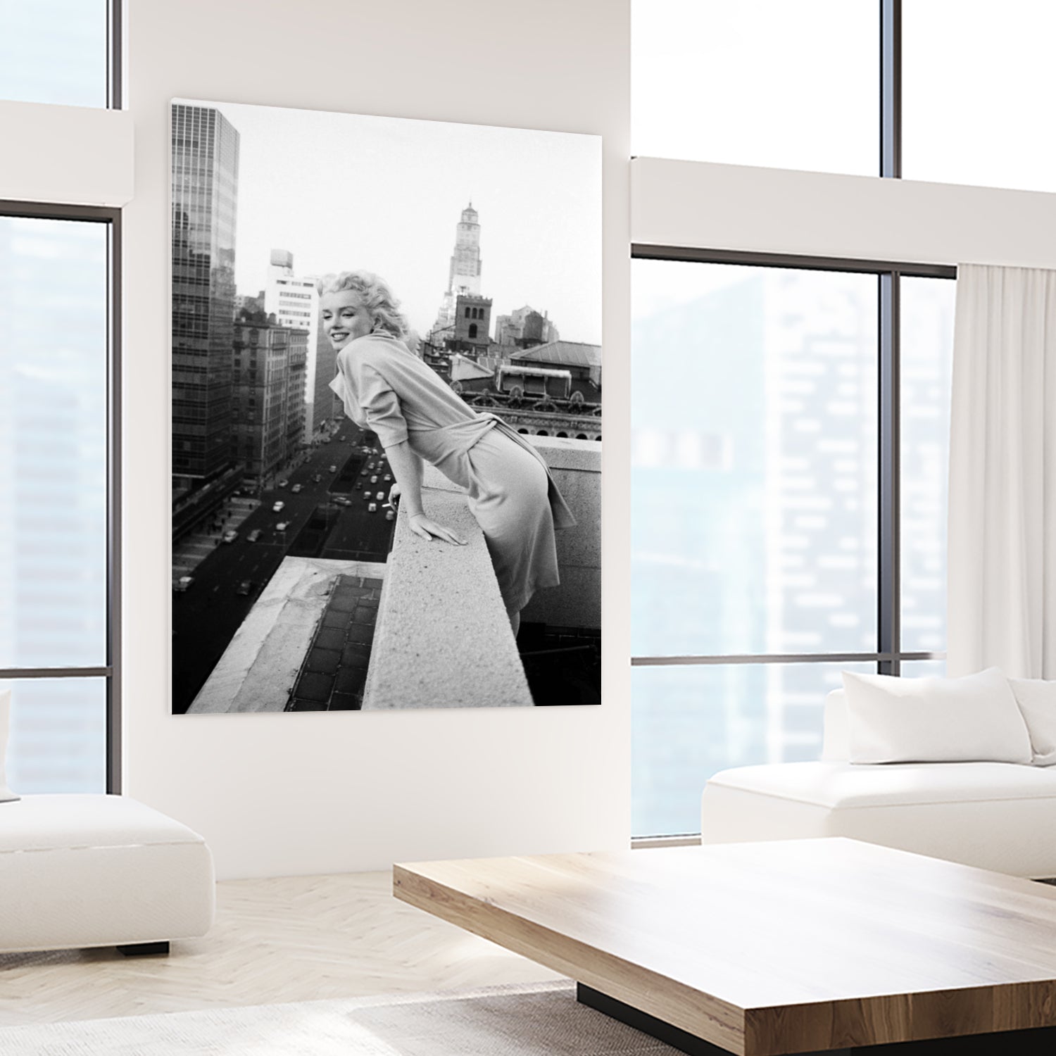 Marilyn on balcony by M studio on GIANT ART - black and white photography