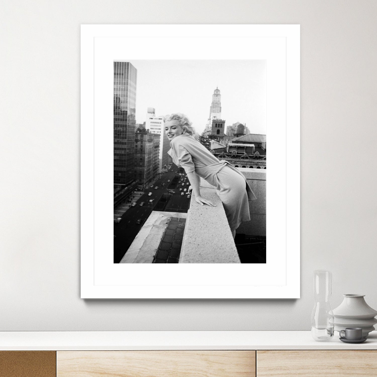Marilyn on balcony by M studio on GIANT ART - black and white photography