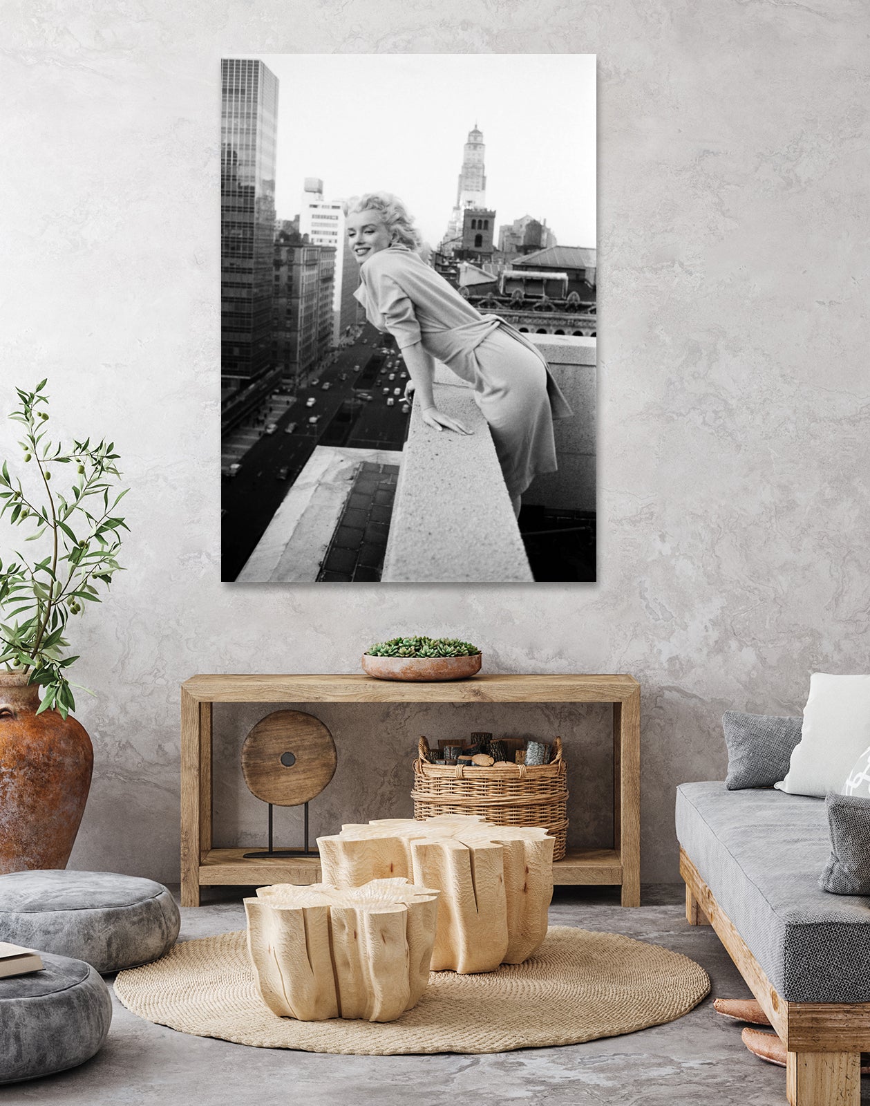 Marilyn on balcony by M studio on GIANT ART - black and white photography