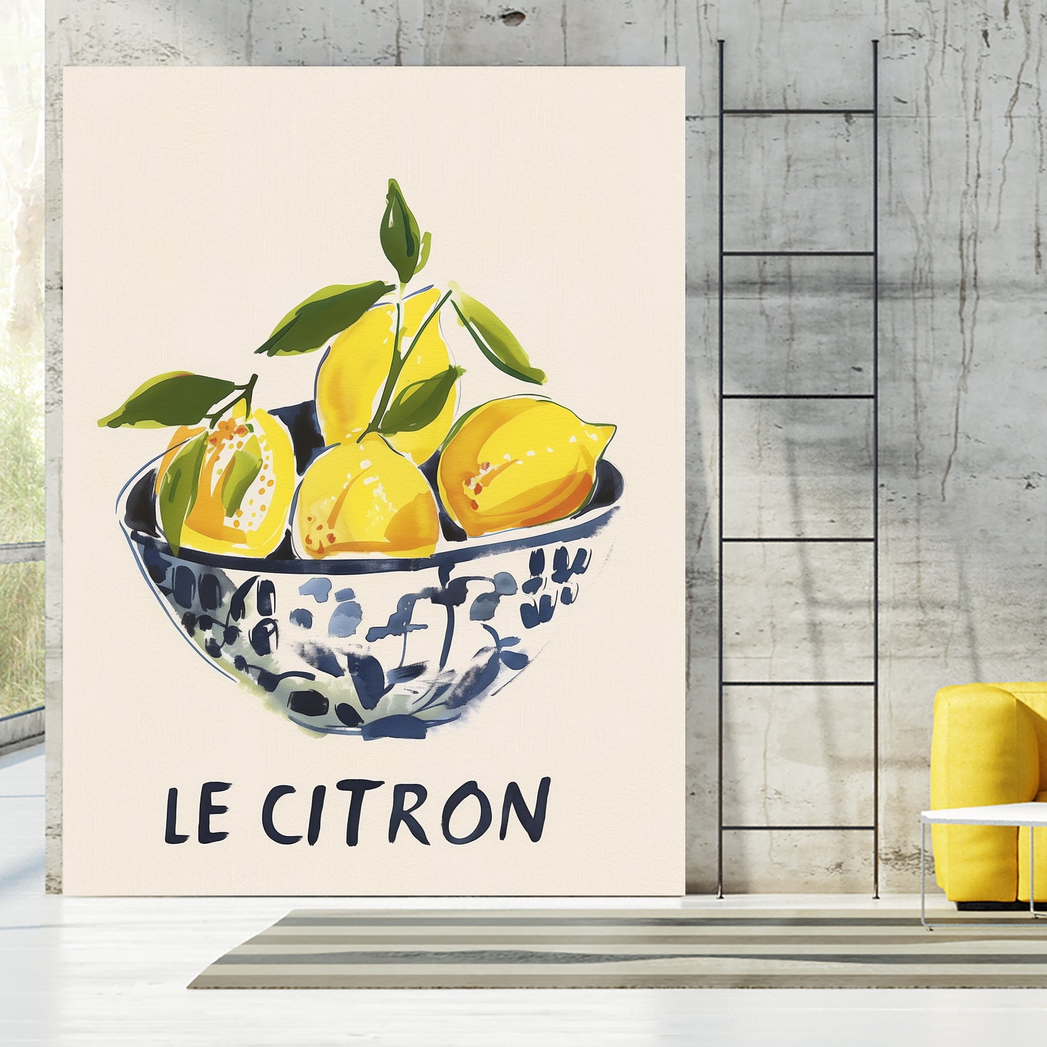 Le Citron by M Studio on GIANT ART - blue figurative canvas frame
