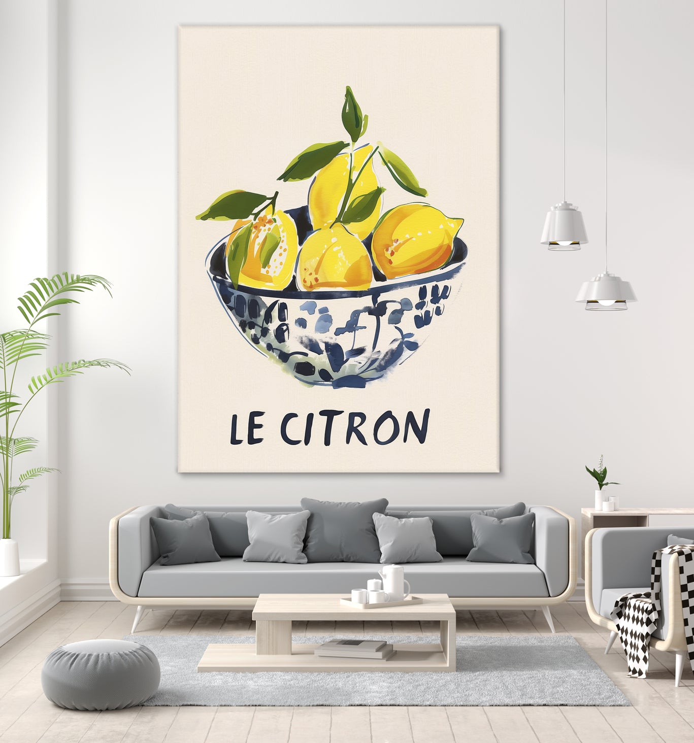 Le Citron by M Studio on GIANT ART - blue figurative canvas frame