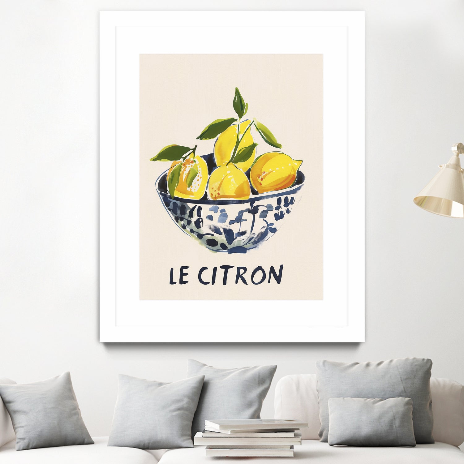 Le Citron by M Studio on GIANT ART - blue figurative canvas frame
