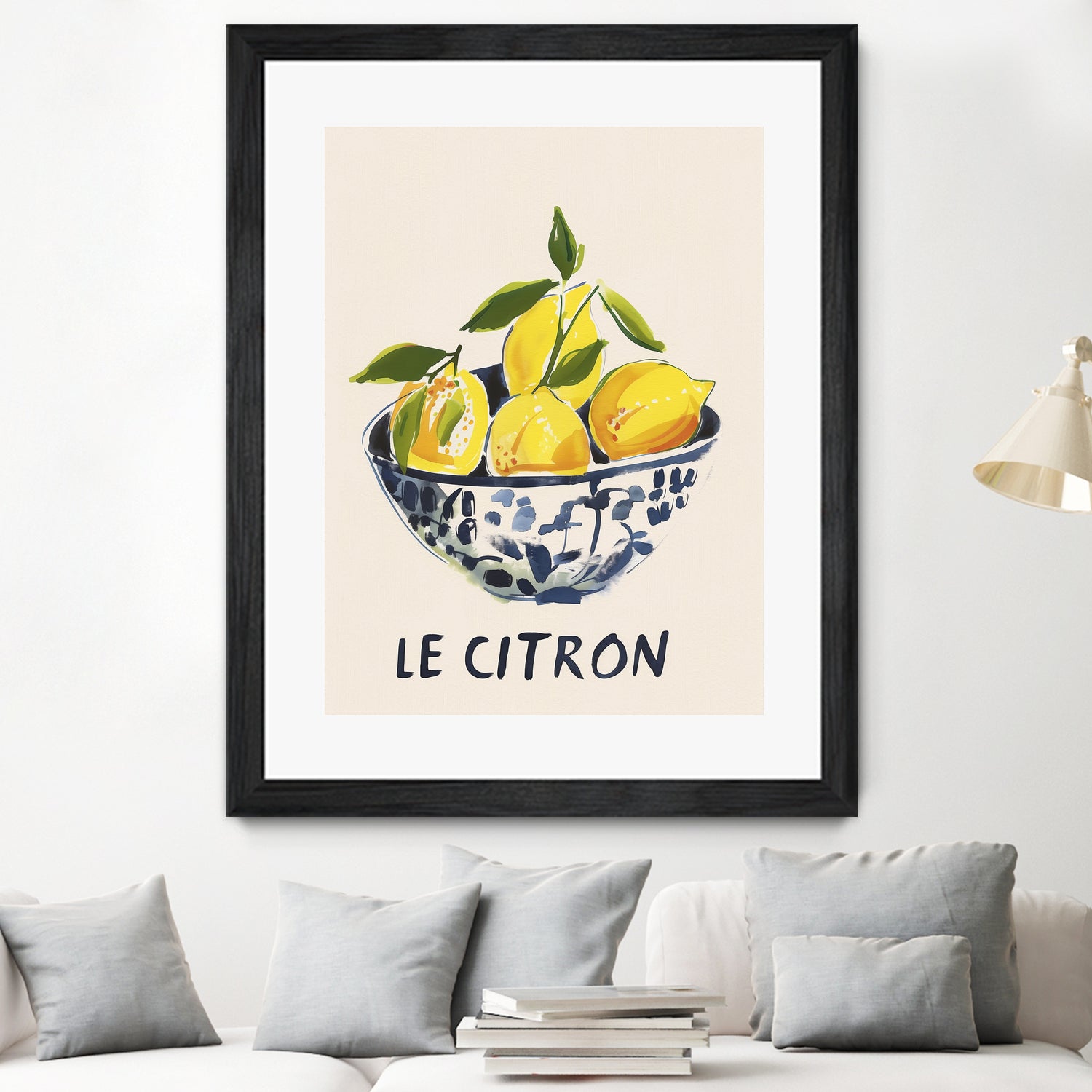 Le Citron by M Studio on GIANT ART - blue figurative canvas frame
