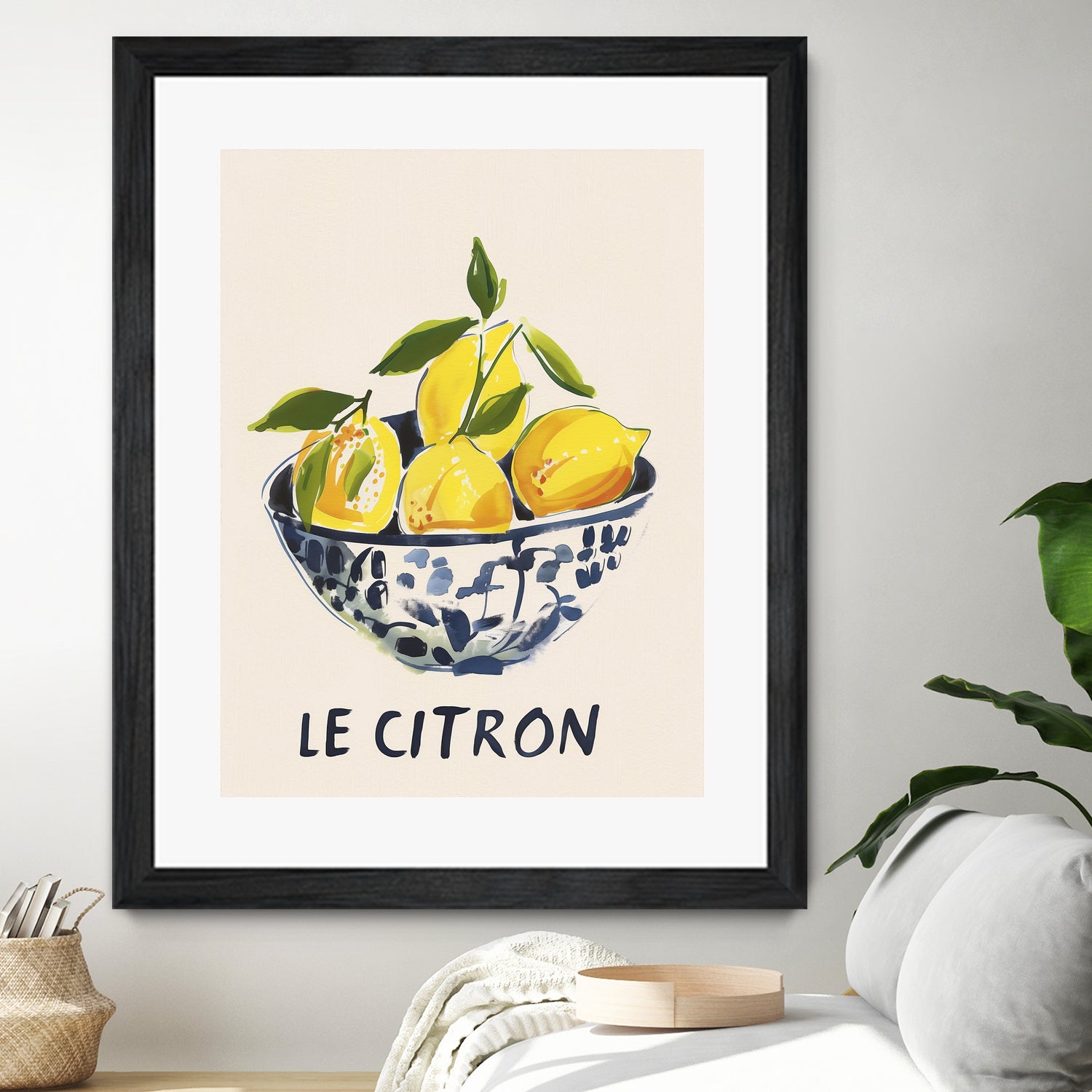 Le Citron by M Studio on GIANT ART - blue figurative canvas frame