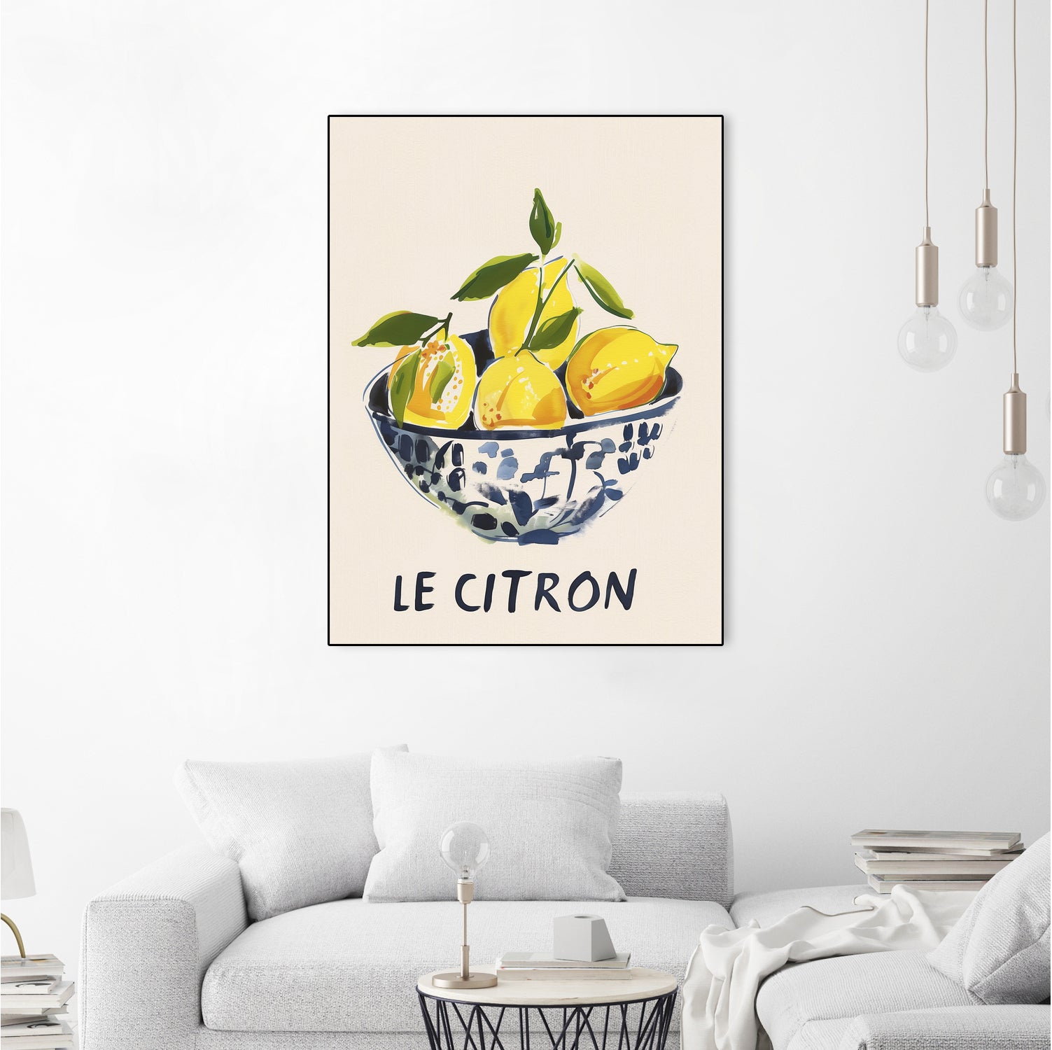 Le Citron by M Studio on GIANT ART - blue figurative canvas frame