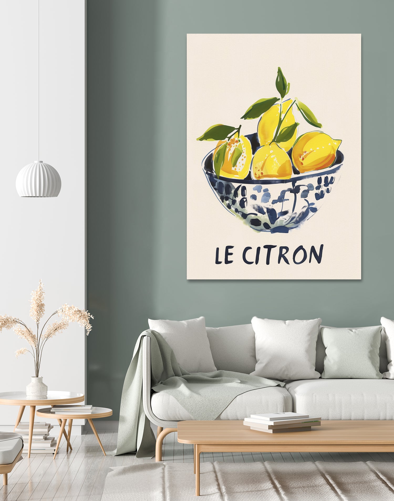 Le Citron by M Studio on GIANT ART - blue figurative canvas frame