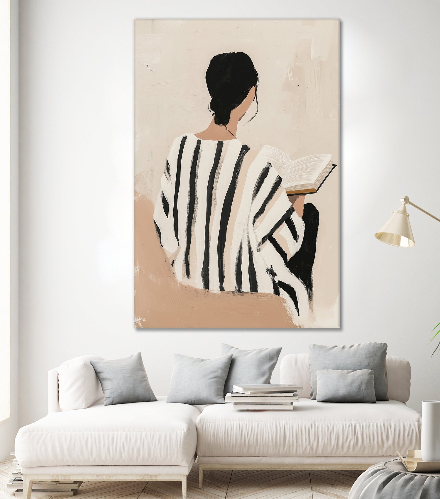women reading by Mstudio on GIANT ART - beige figurative