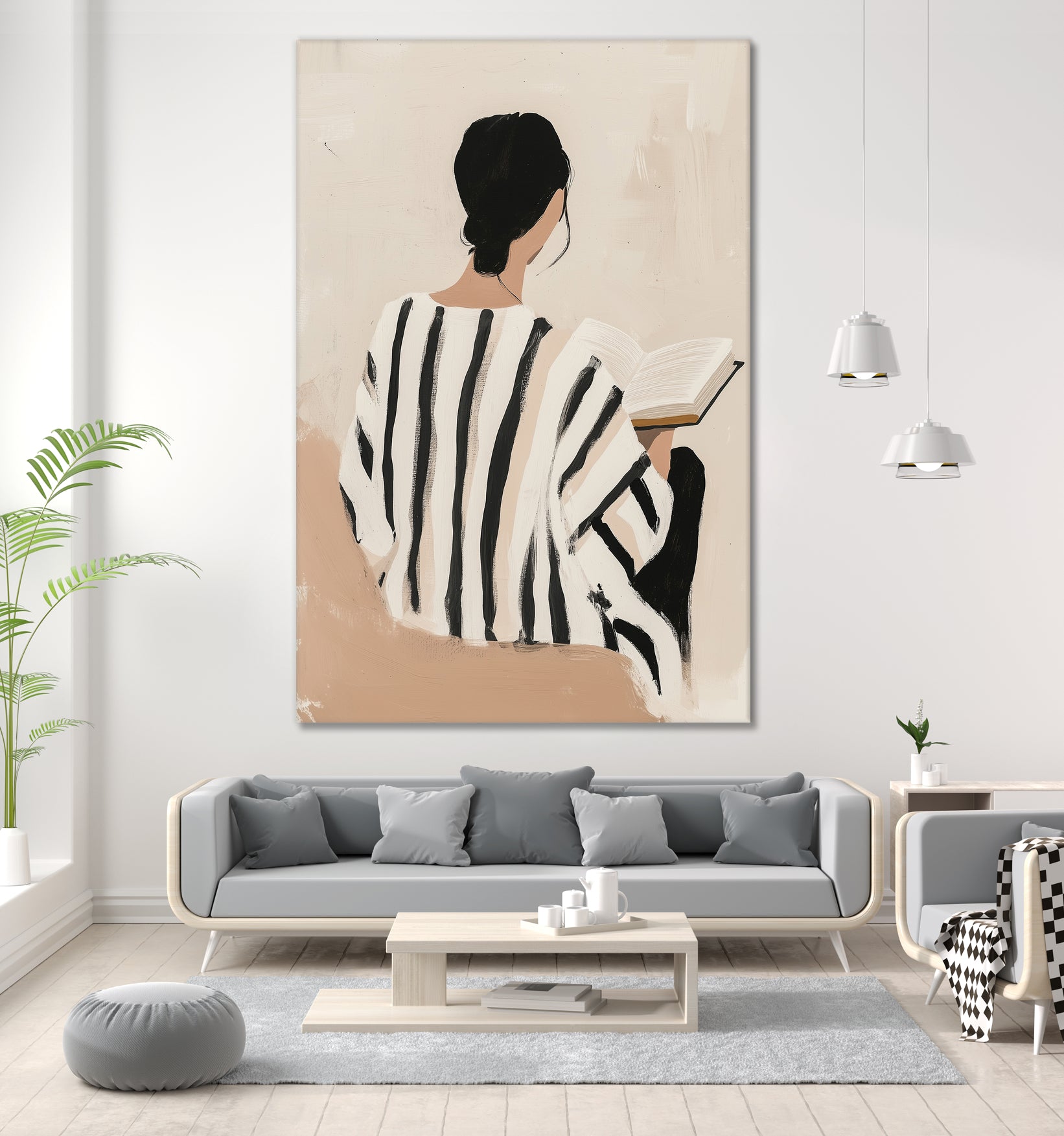 women reading by Mstudio on GIANT ART - beige figurative