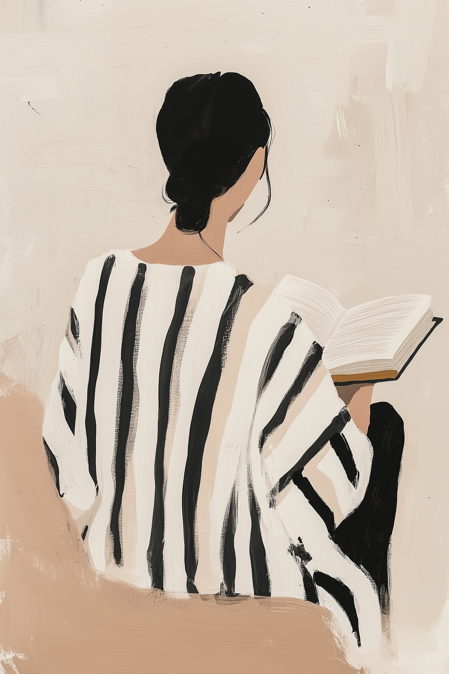 women reading by Mstudio on GIANT ART - beige figurative