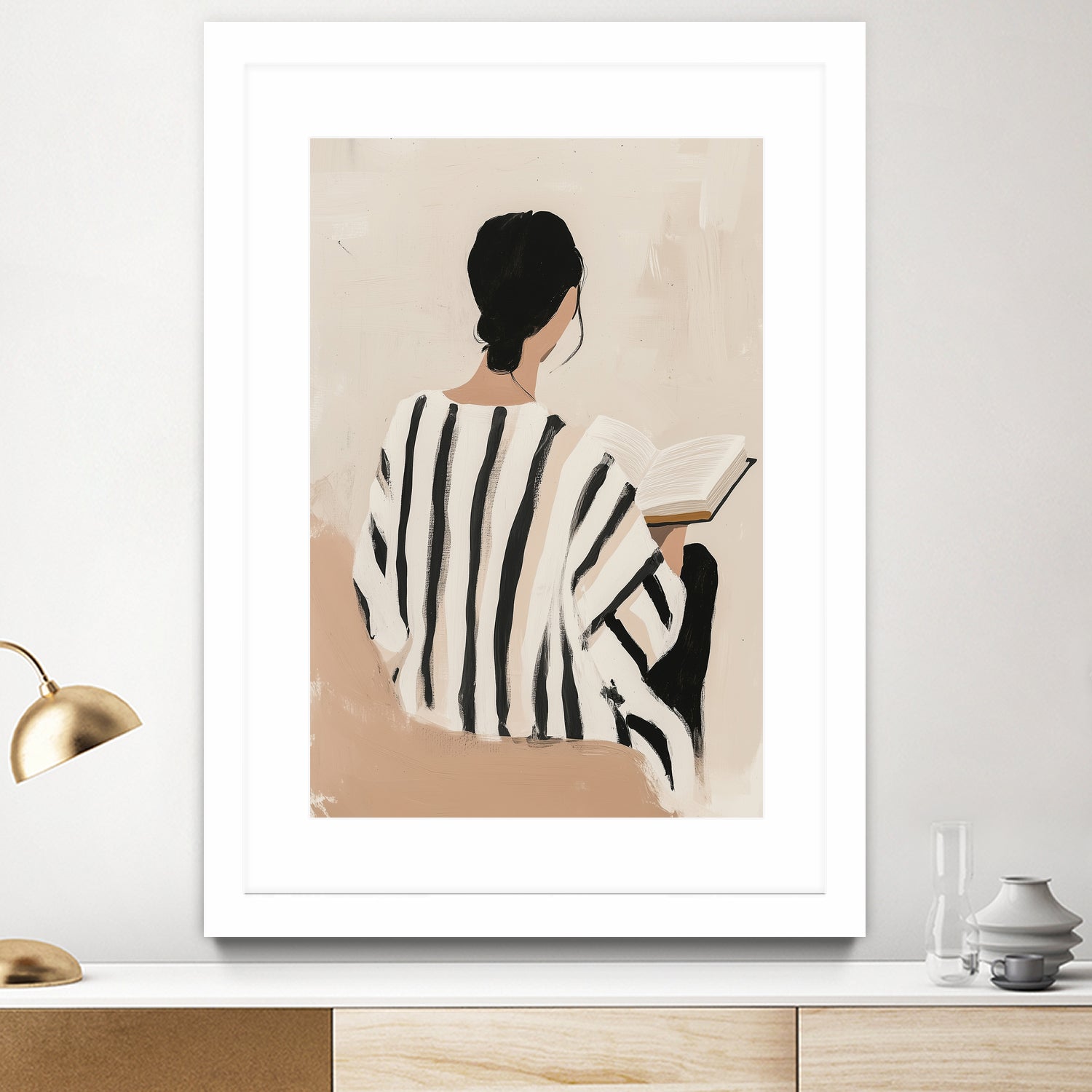 women reading by Mstudio on GIANT ART - beige figurative