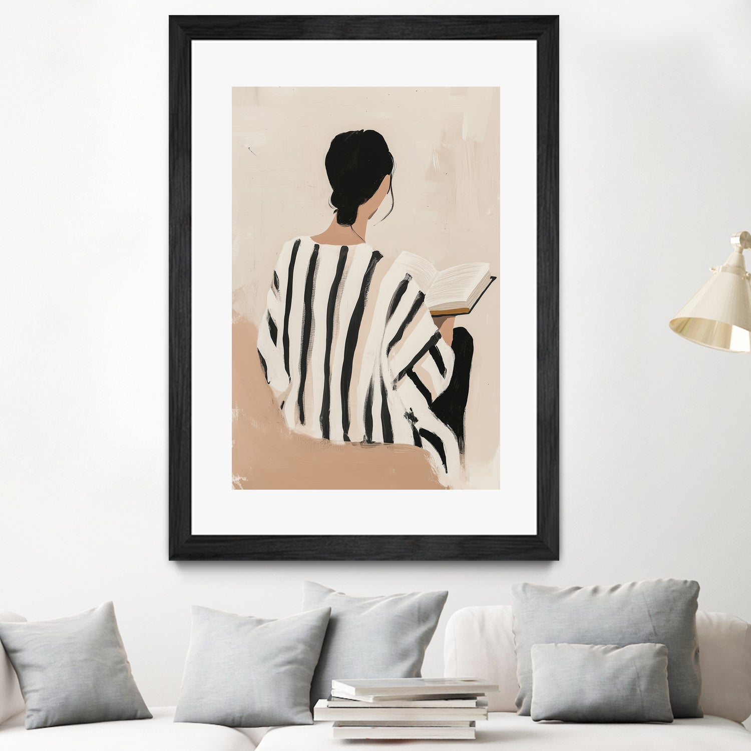 women reading by Mstudio on GIANT ART - beige figurative