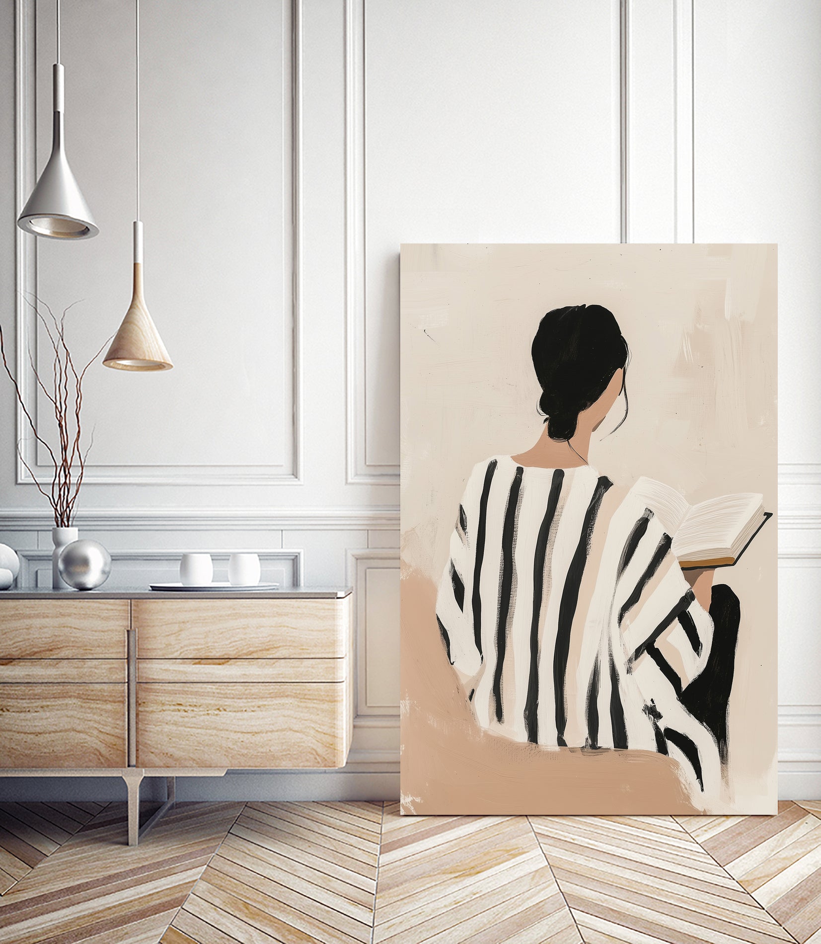 women reading by Mstudio on GIANT ART - beige figurative