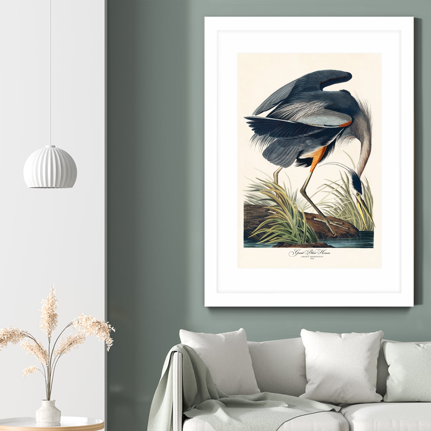 Great Blue Heron by John James Audubon on GIANT ART - green botanical nature