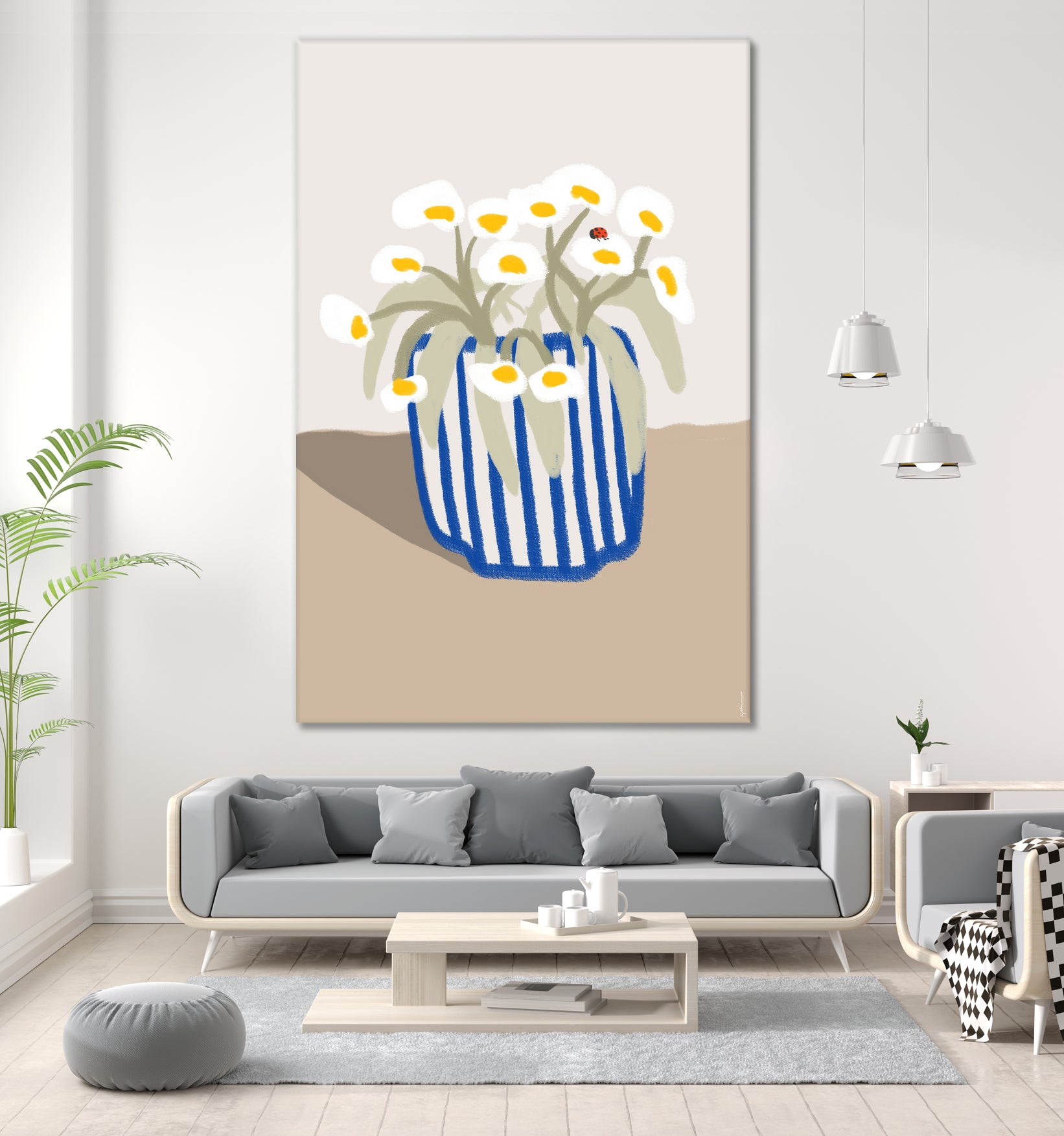 Vase printanier by M Studio on GIANT ART - blue floral flowers