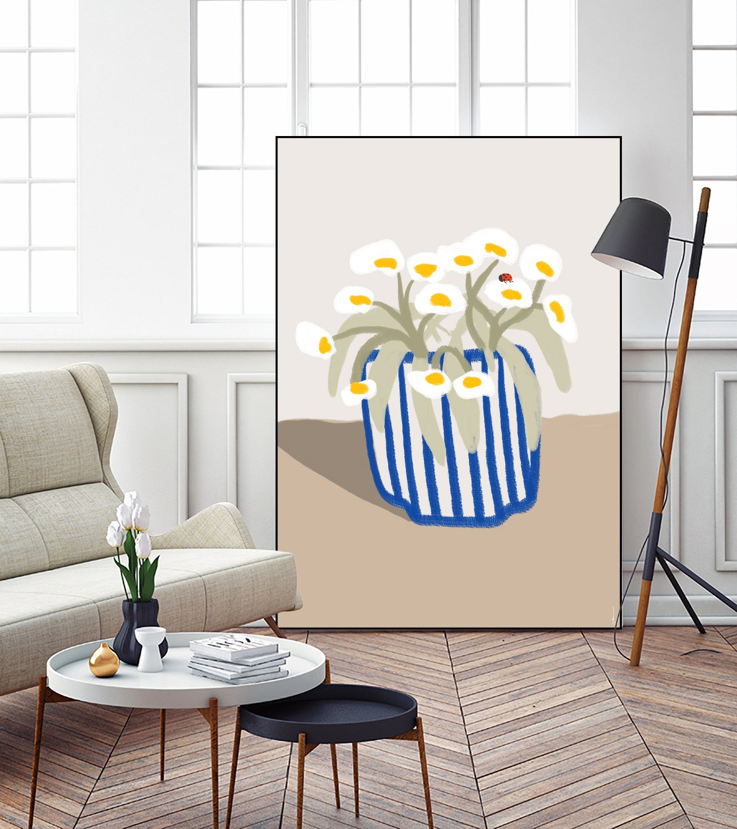 Vase printanier by M Studio on GIANT ART - blue floral flowers