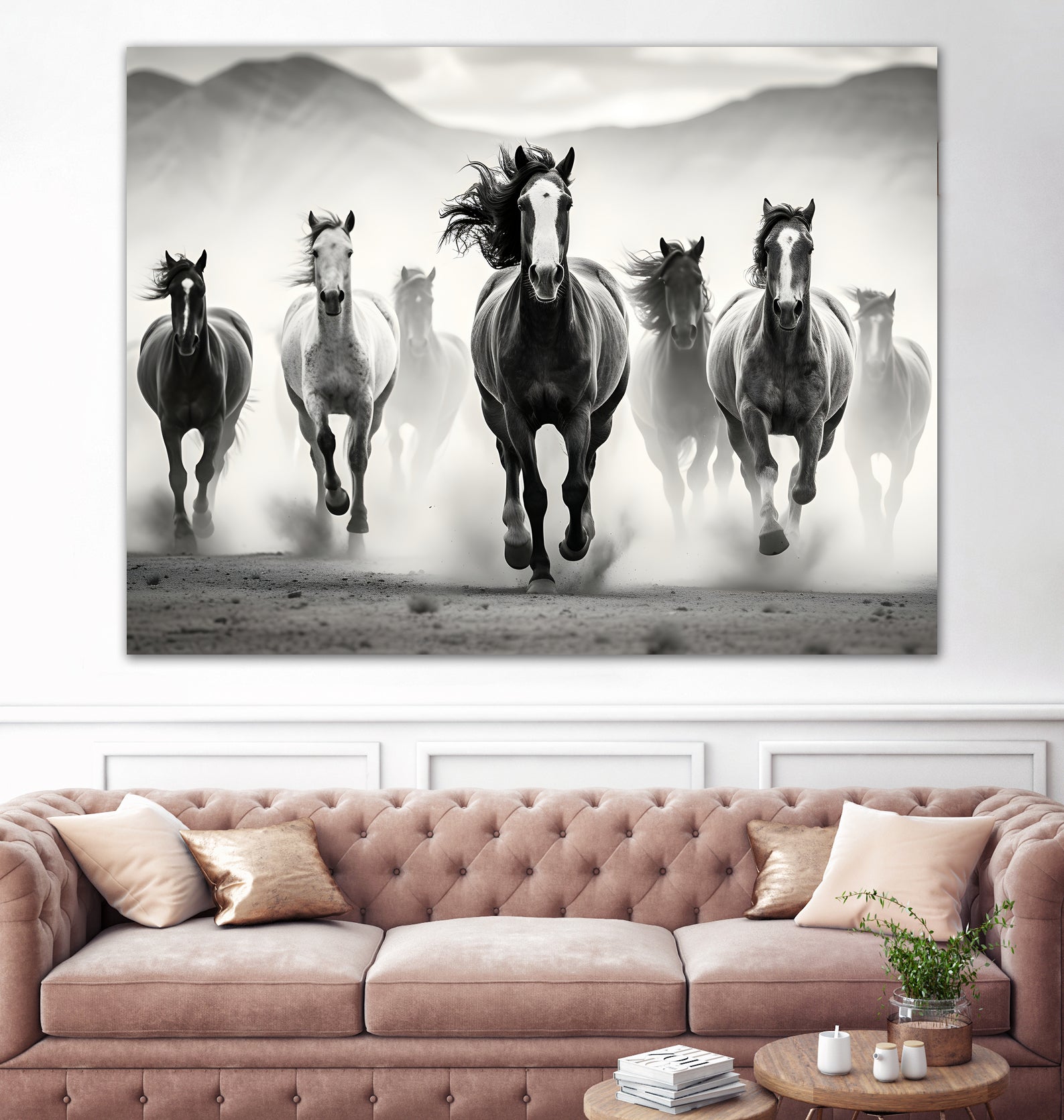Run by M Studio on GIANT ART - white black and white horse