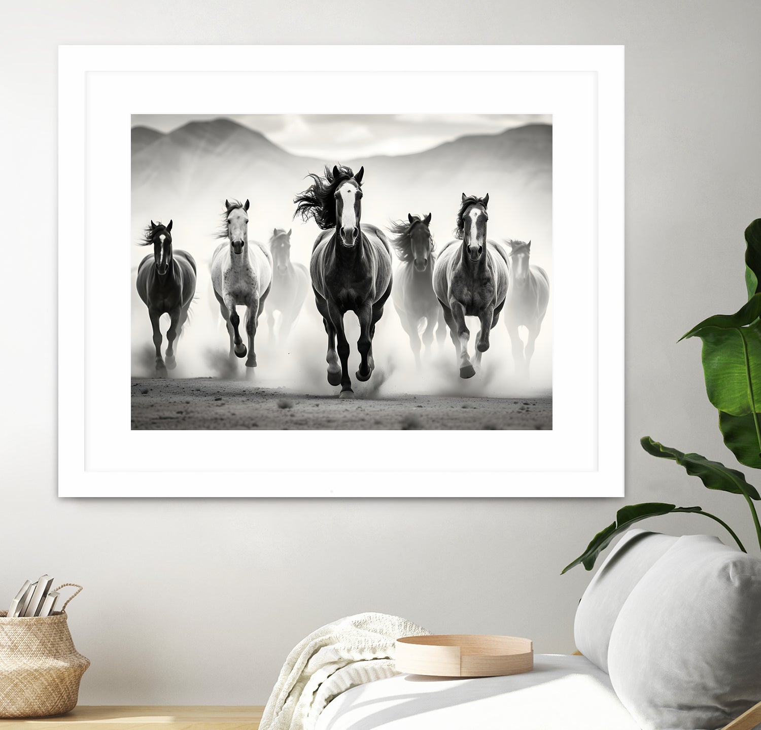 Run by M Studio on GIANT ART - white black and white horse