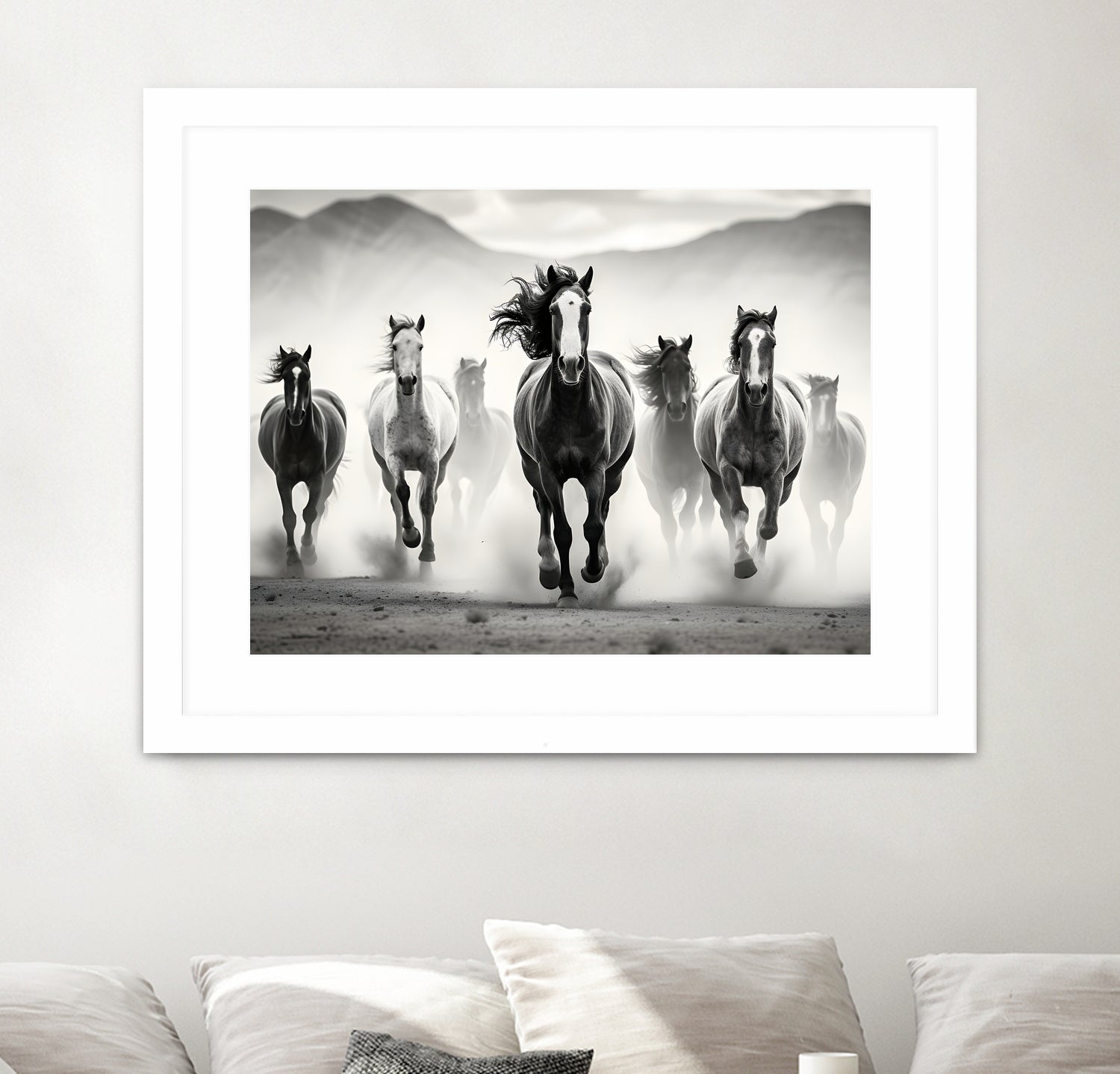 Run by M Studio on GIANT ART - white black and white horse