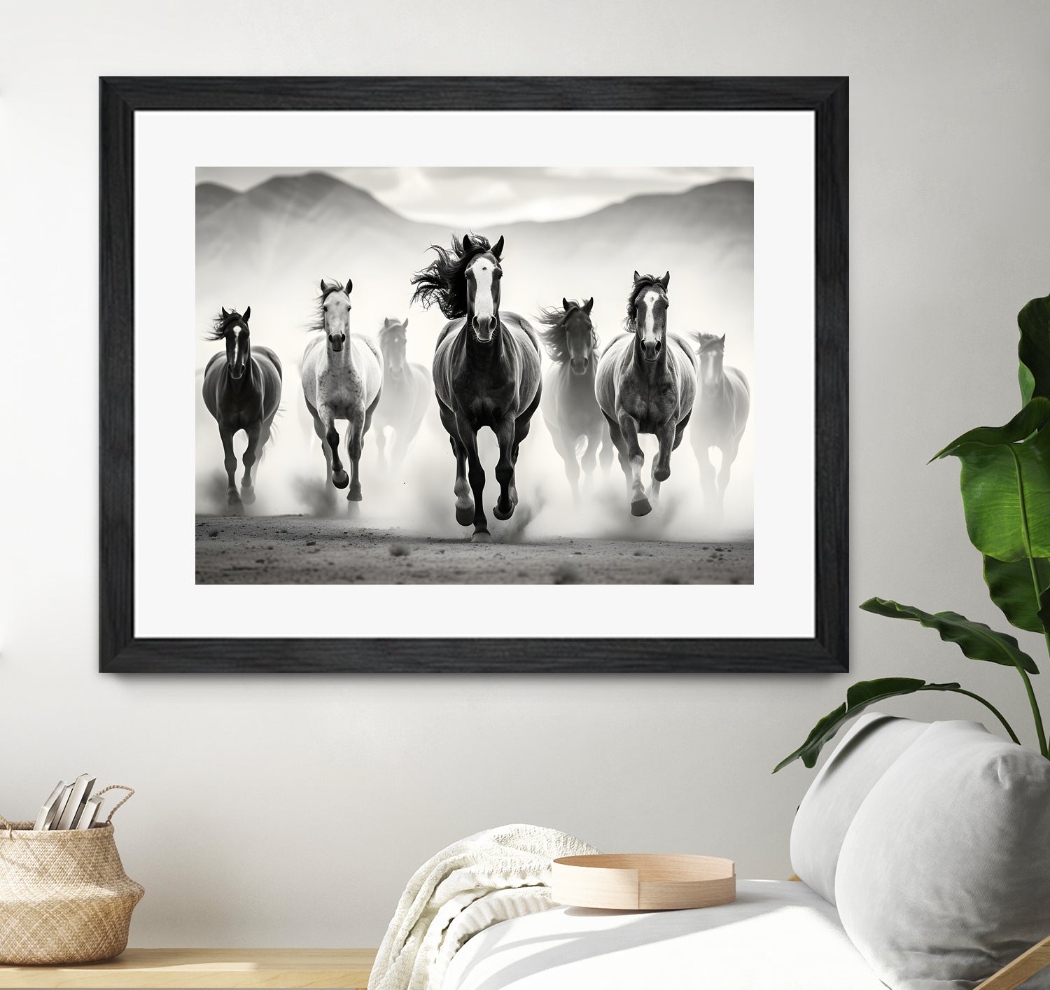 Run by M Studio on GIANT ART - white black and white horse