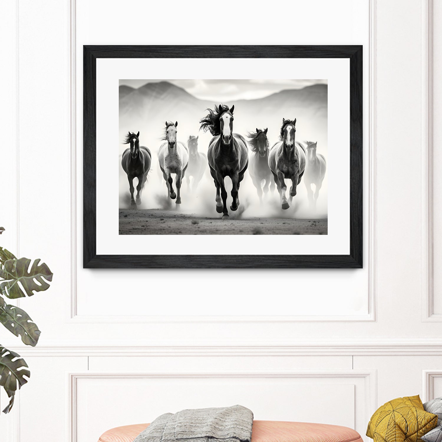 Run by M Studio on GIANT ART - white black and white horse