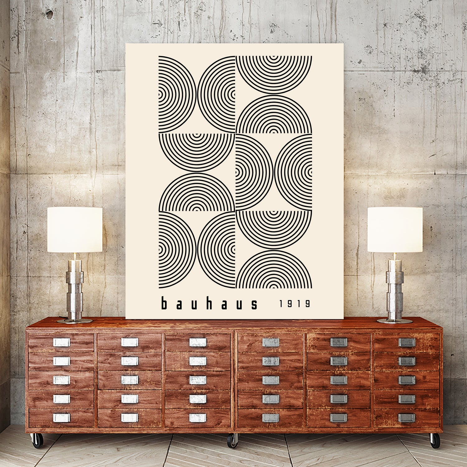 Bauhaus 1919 by M studio on GIANT ART - beige abstact framed canvas