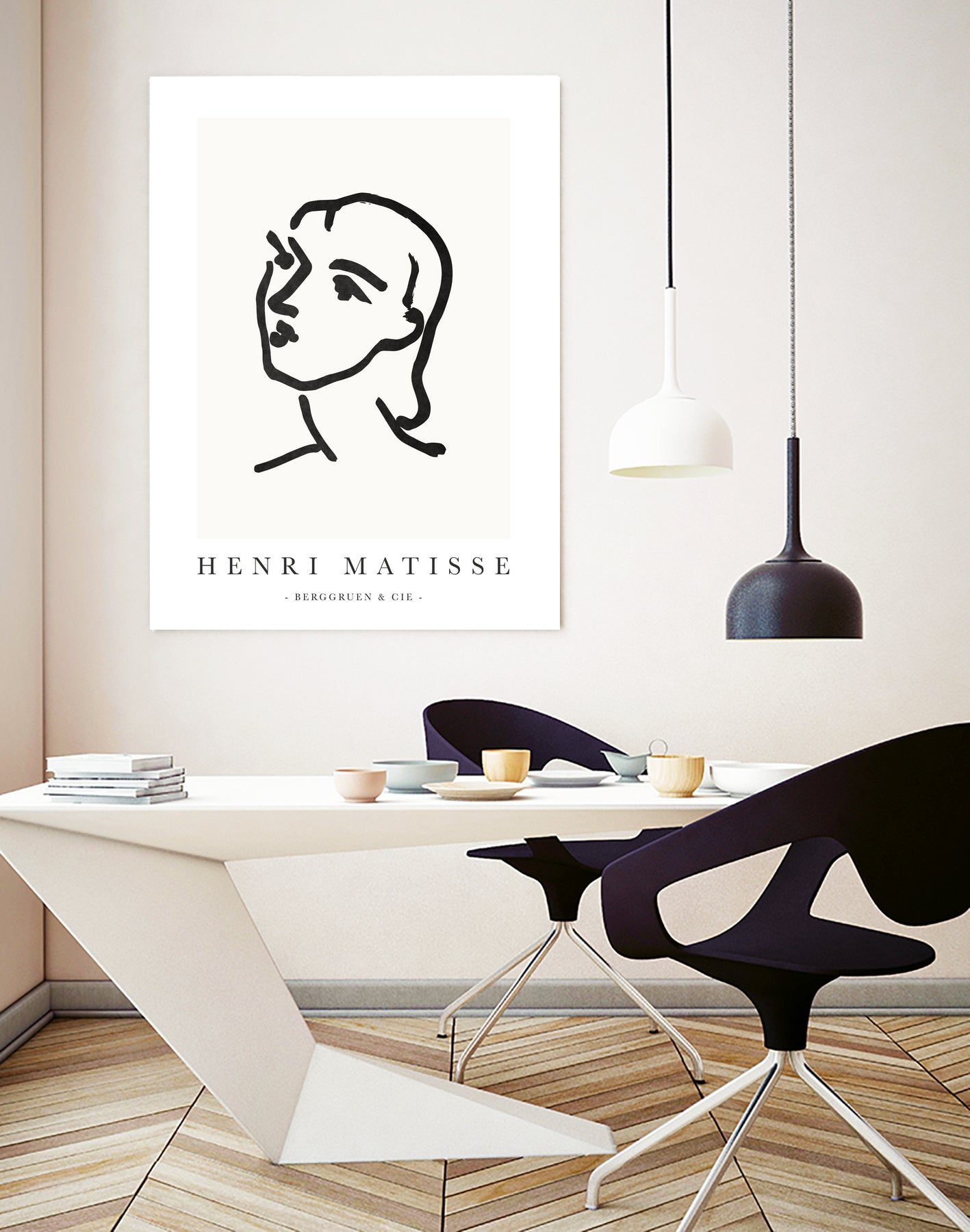 Le visage by M Studio on GIANT ART - white line art matisse