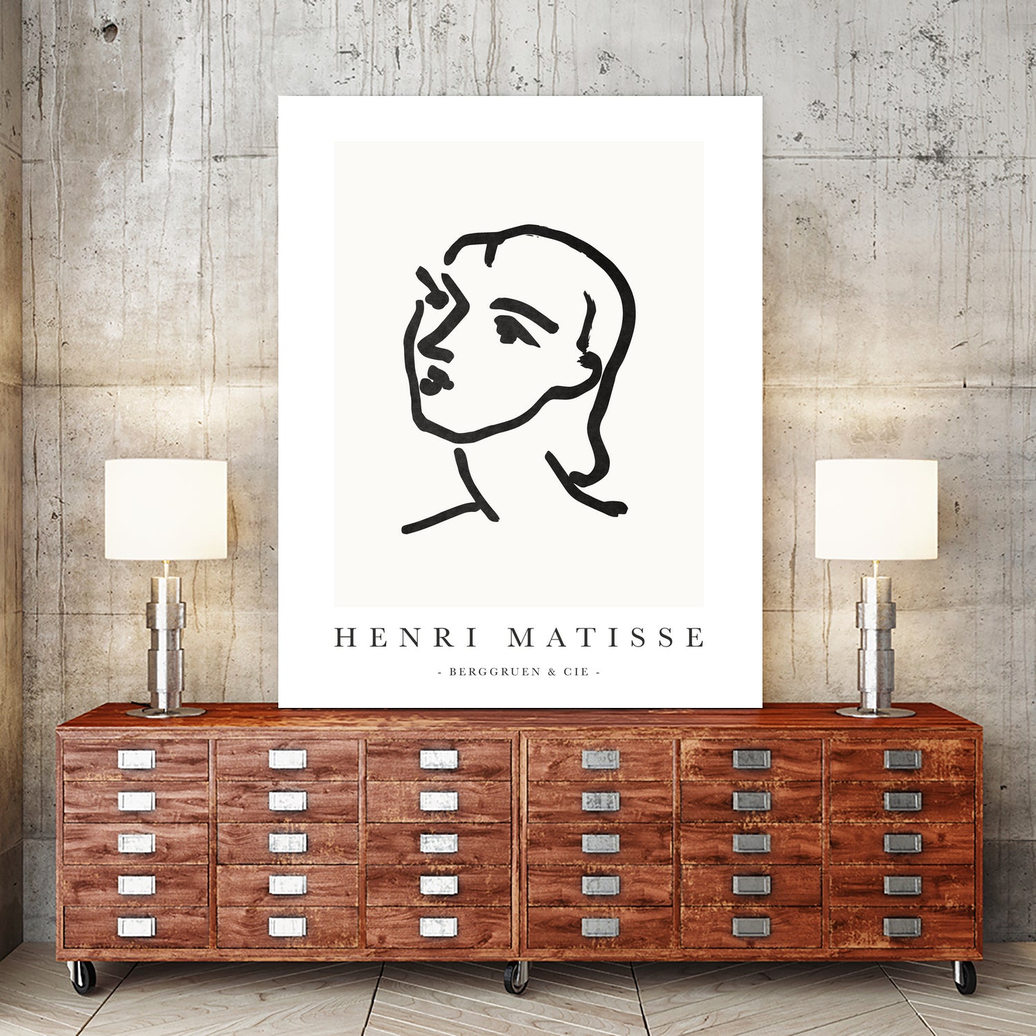 Le visage by M Studio on GIANT ART - white line art matisse
