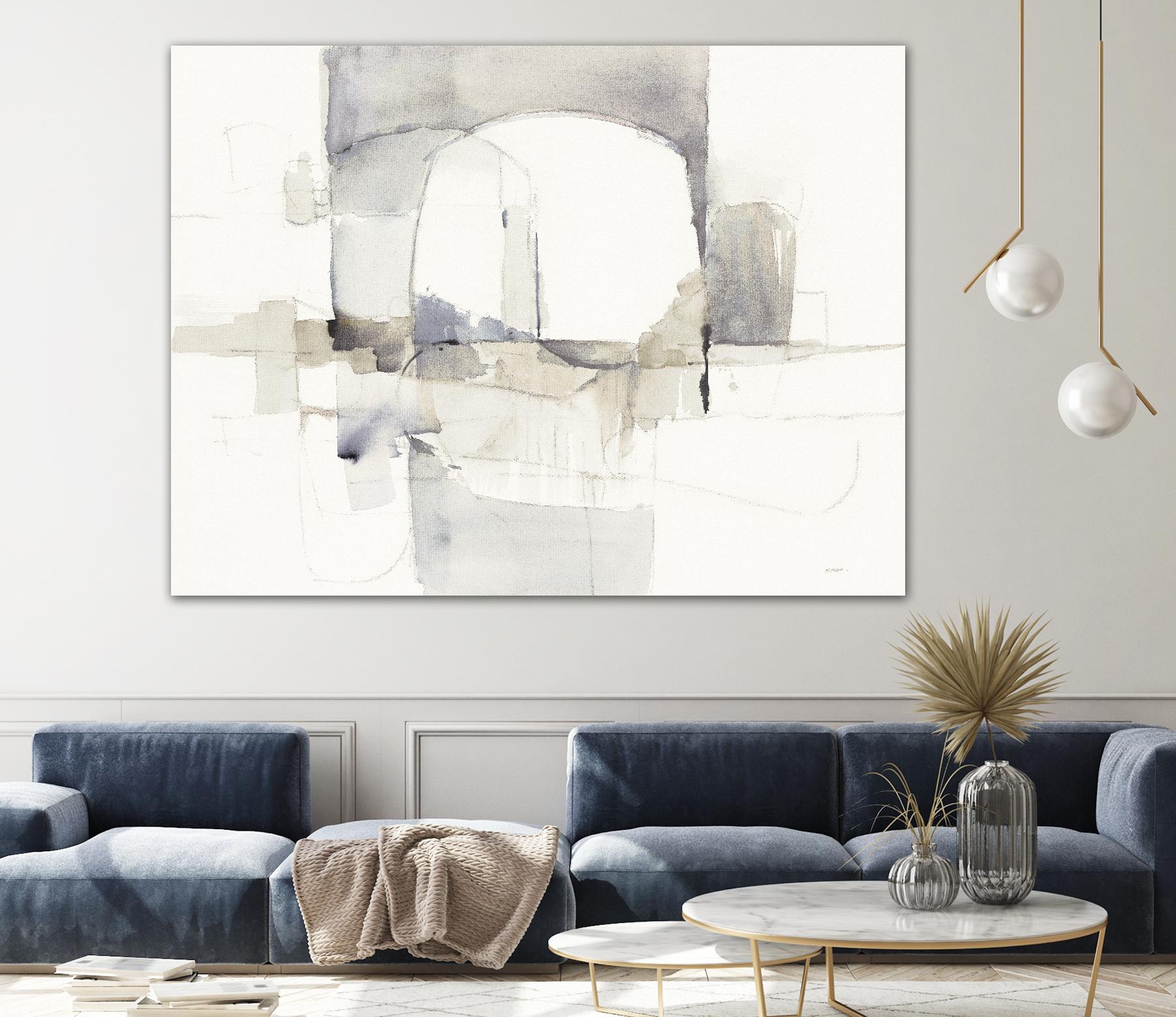 Improvisation I Gray by Mike Schick on GIANT ART - white watercolour soft abstract