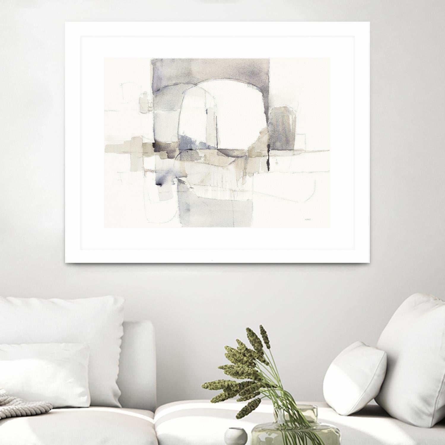 Improvisation I Gray by Mike Schick on GIANT ART - white watercolour soft abstract