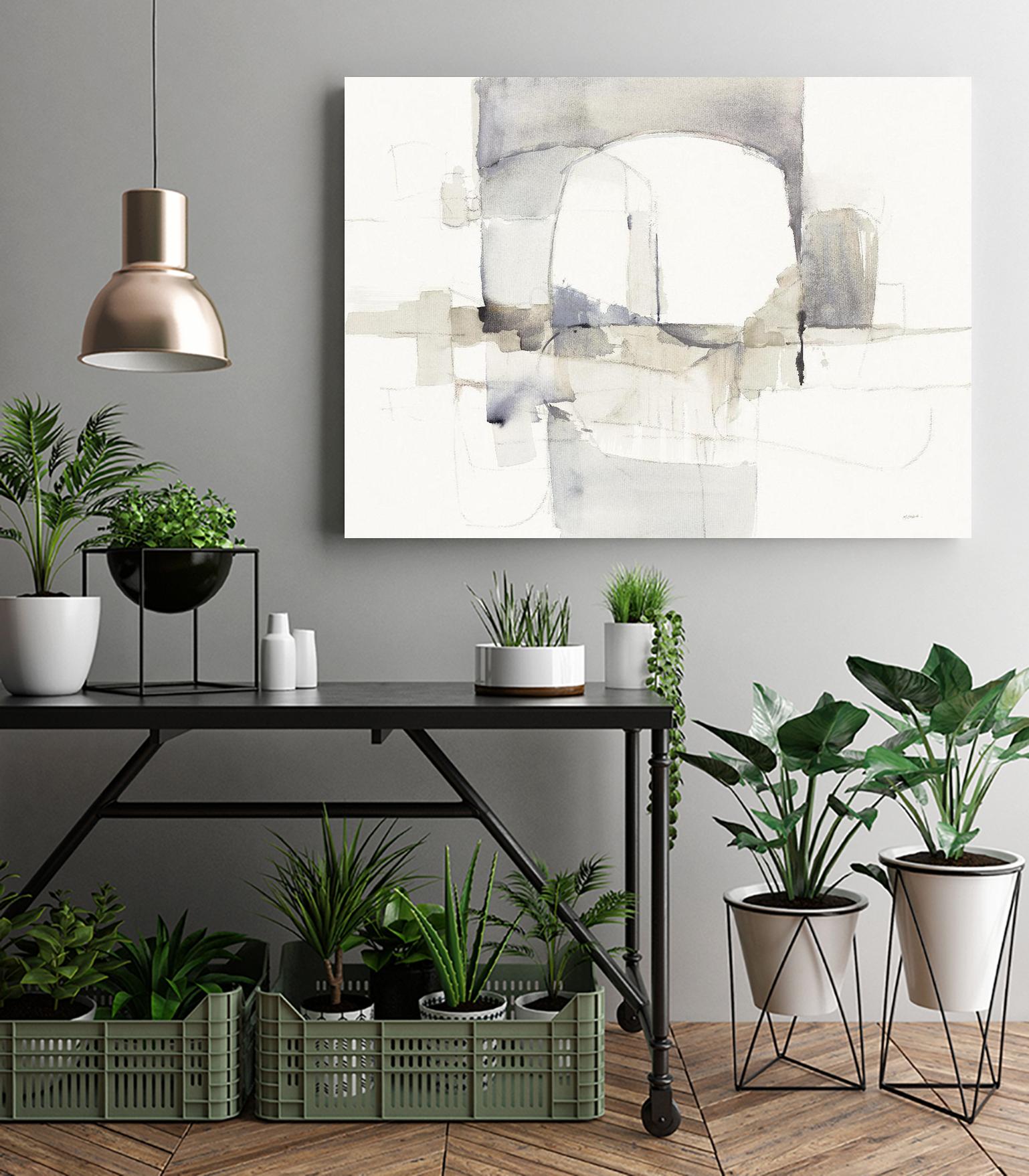 Improvisation I Gray by Mike Schick on GIANT ART - white watercolour soft abstract