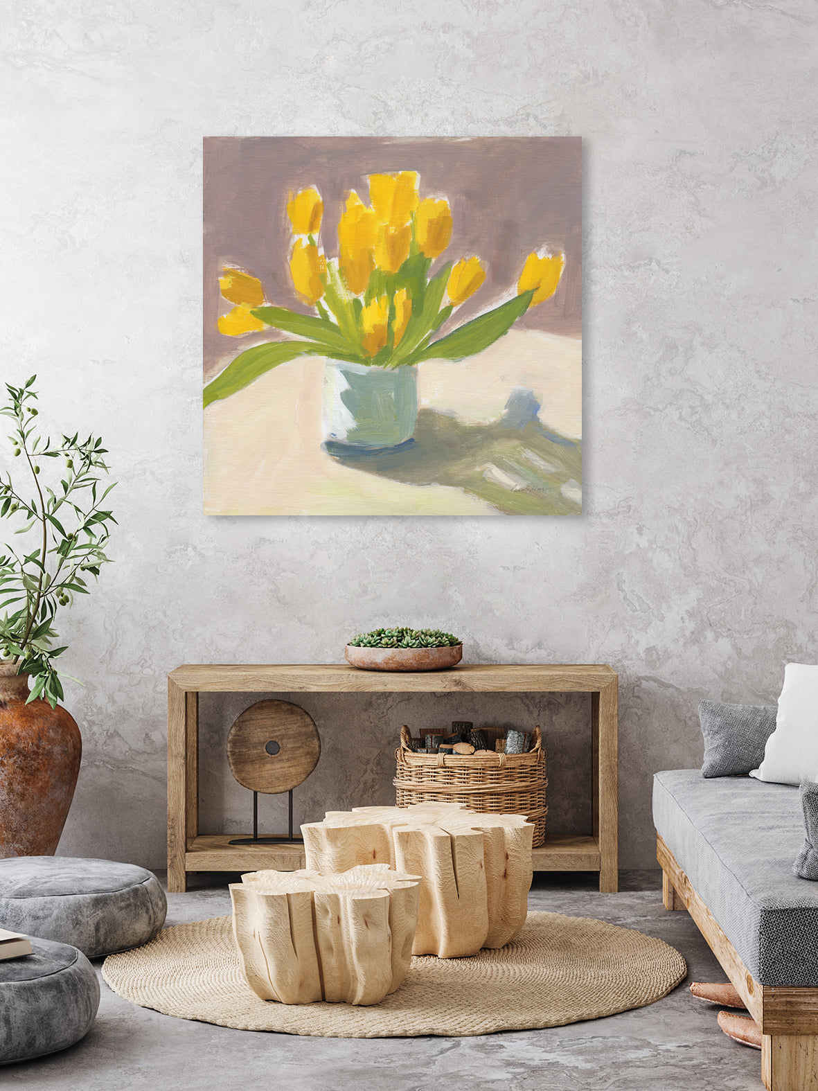 Sunny Tulips by Pamela Munger on GIANT ART - cream botanical