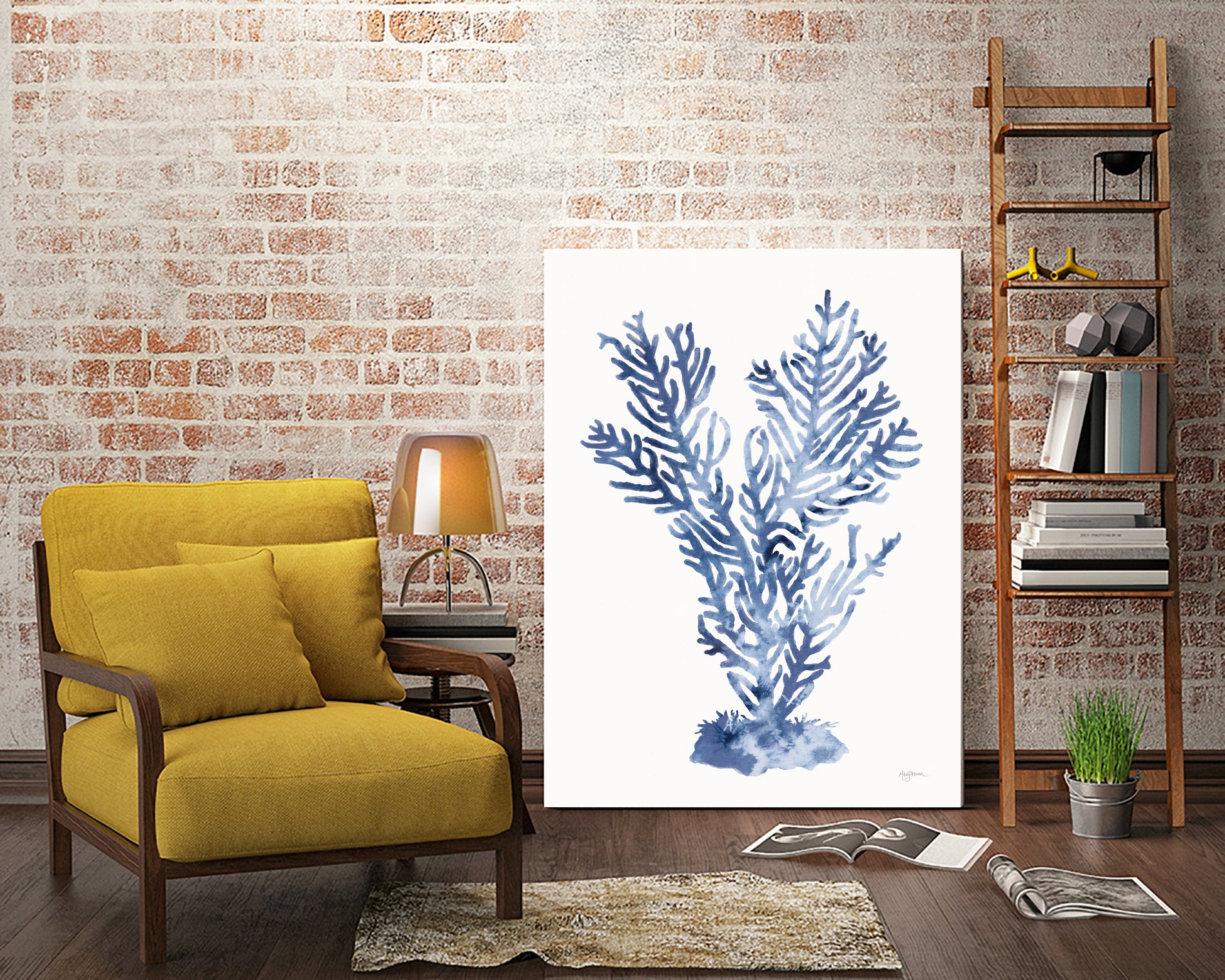 Shibori Coral I by Mary Urban on GIANT ART - blue