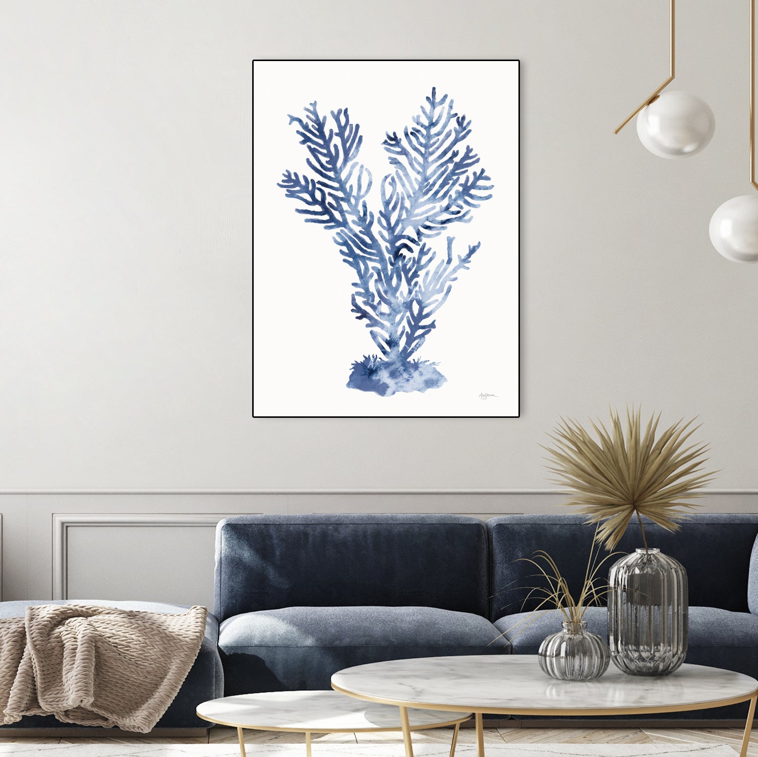 Shibori Coral I by Mary Urban on GIANT ART - blue