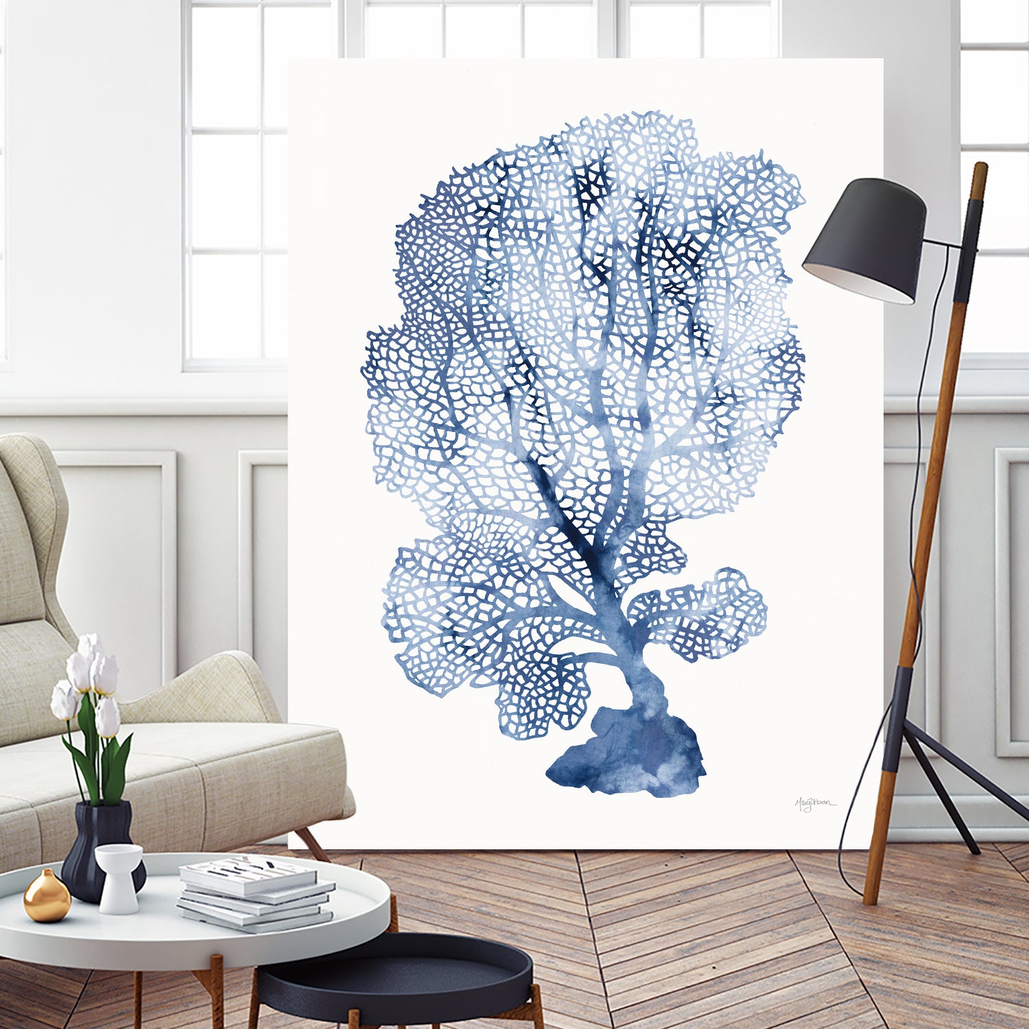 Shibori Coral II by Mary Urban on GIANT ART - blue