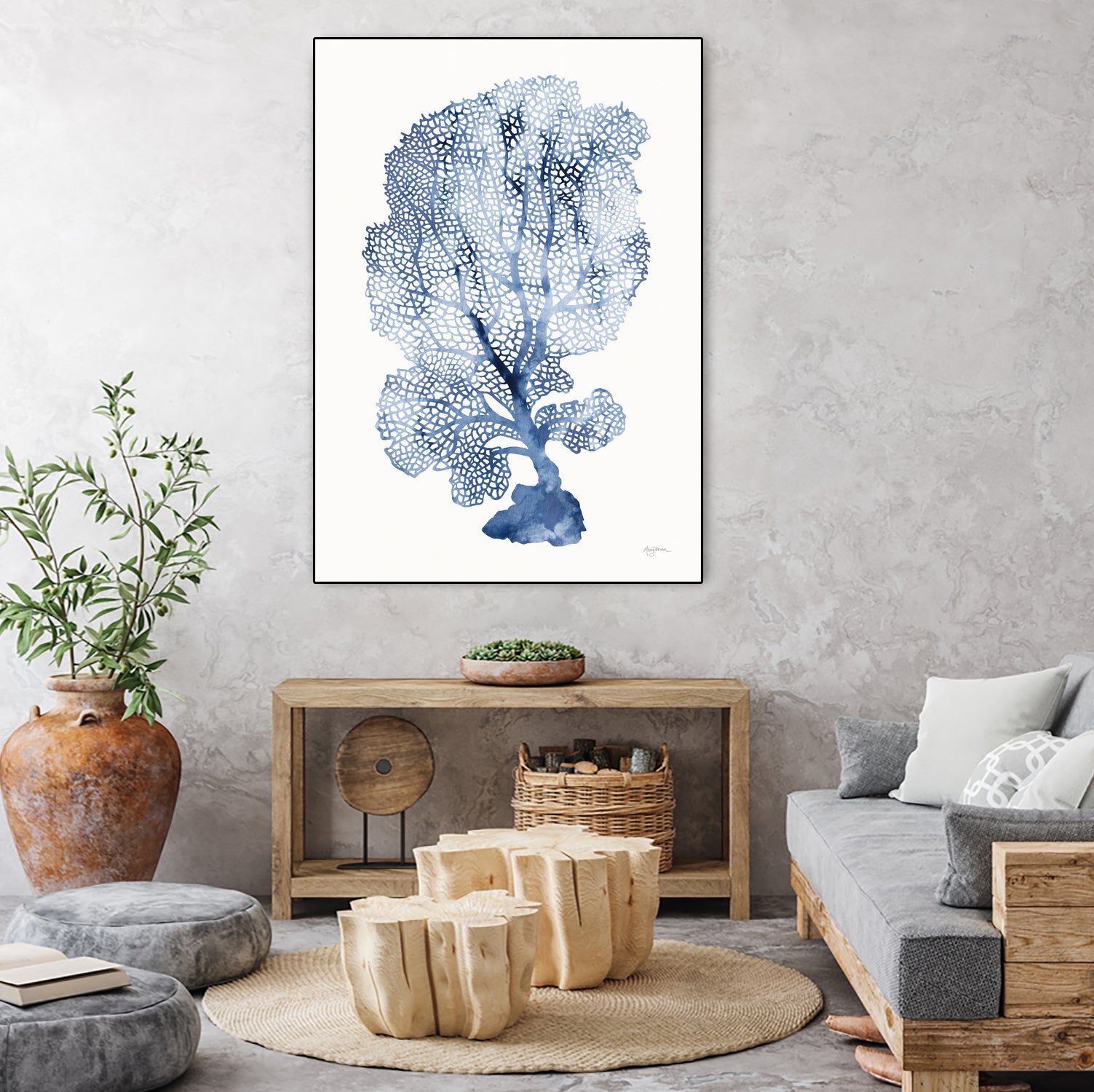 Shibori Coral II by Mary Urban on GIANT ART - blue