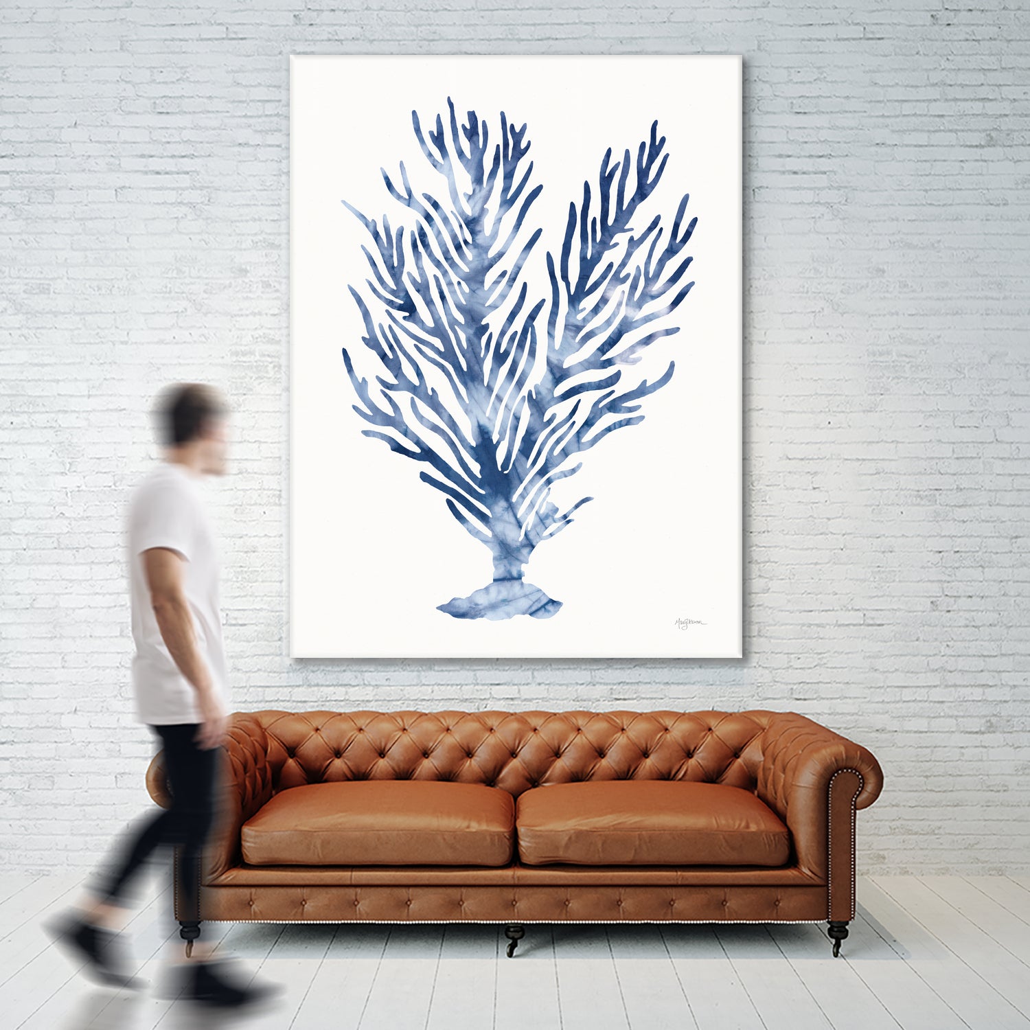 Shibori Coral IV by Mary Urban on GIANT ART - blue