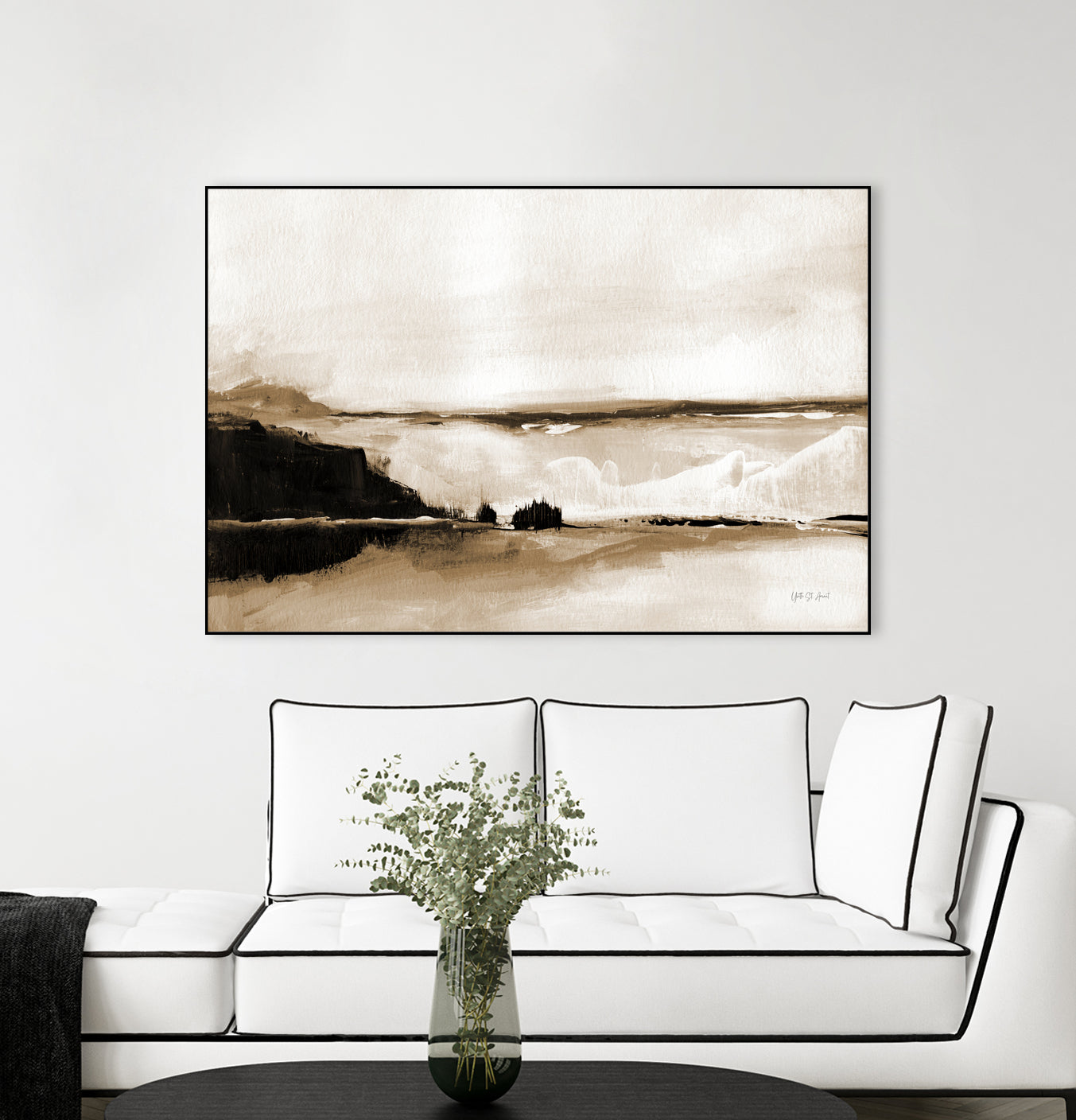 Vintage Landscape Mountainside by Yvette St. Amant on GIANT ART - black