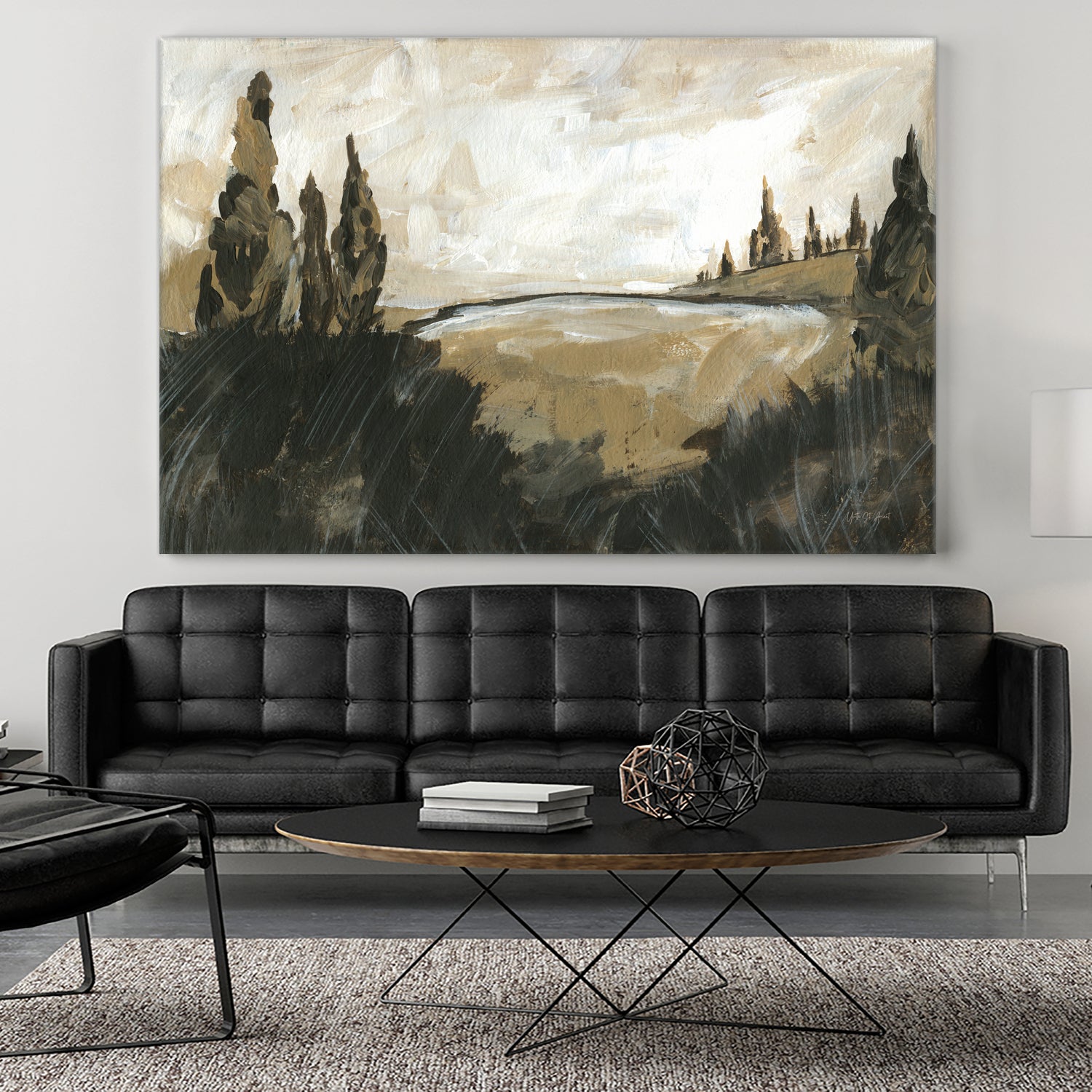Vintage Rolling Hills by Yvette St. Amant on GIANT ART - black