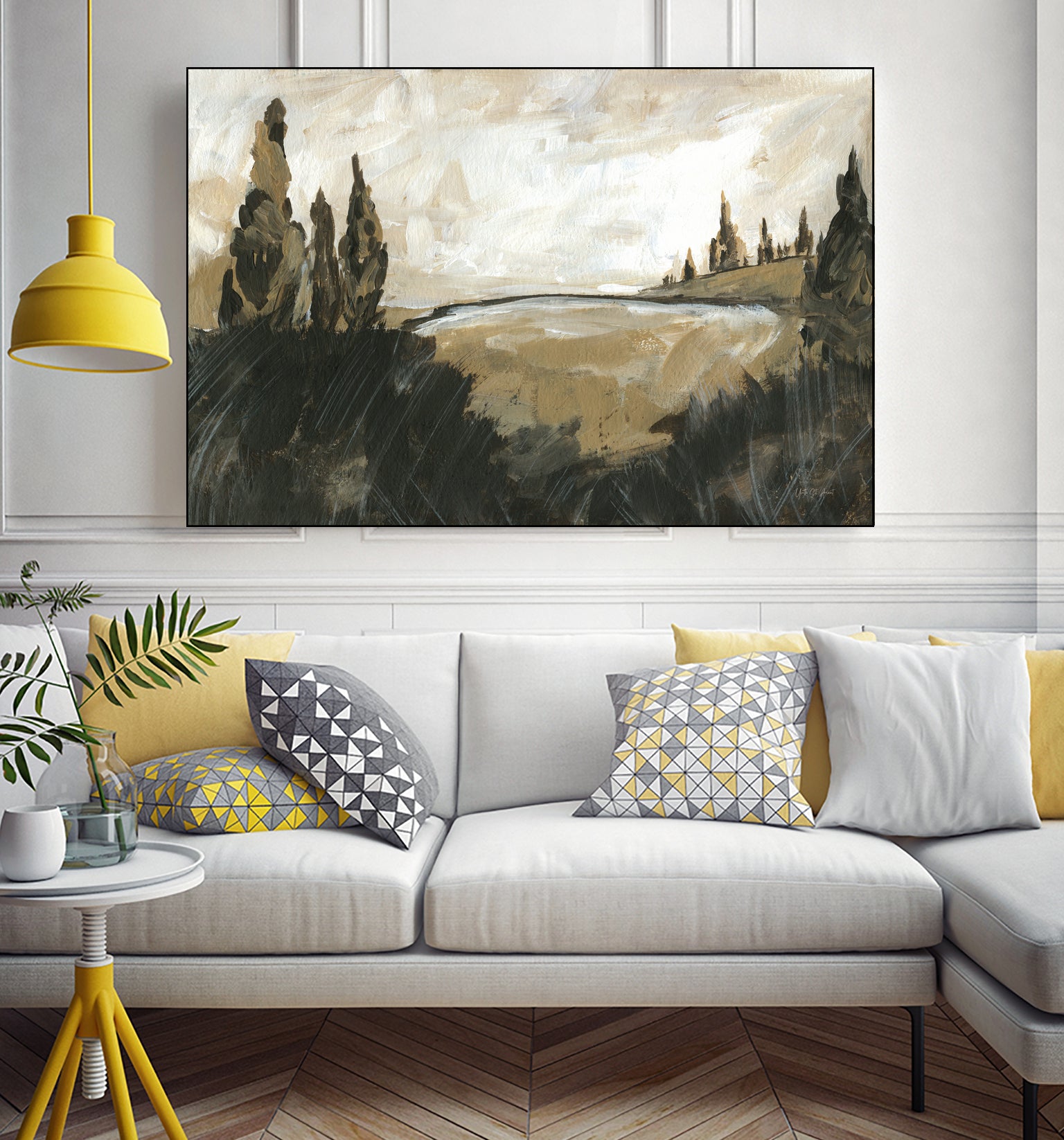 Vintage Rolling Hills by Yvette St. Amant on GIANT ART - black