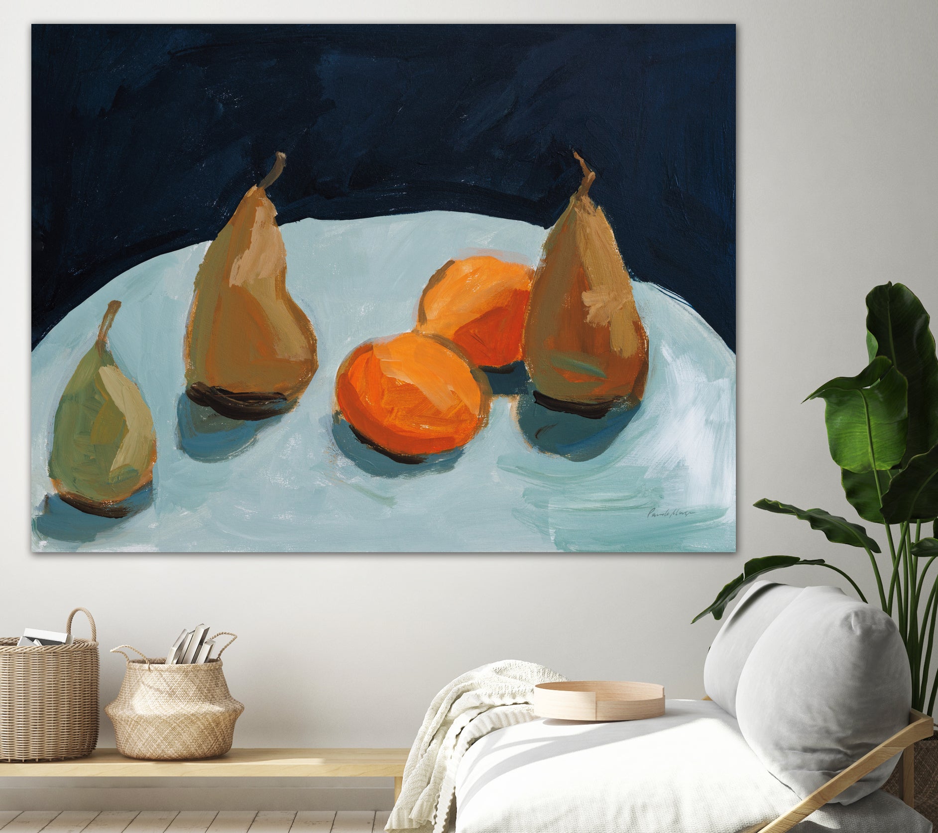Pear and Orange by Pamela Munger on GIANT ART - blue