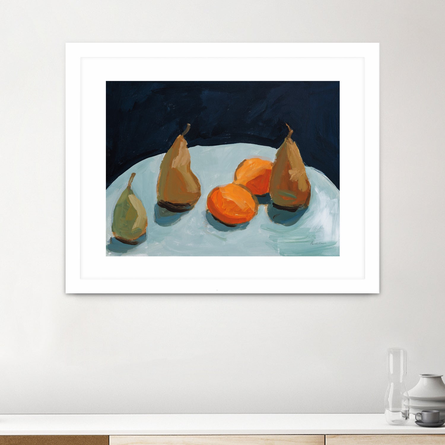 Pear and Orange by Pamela Munger on GIANT ART - blue