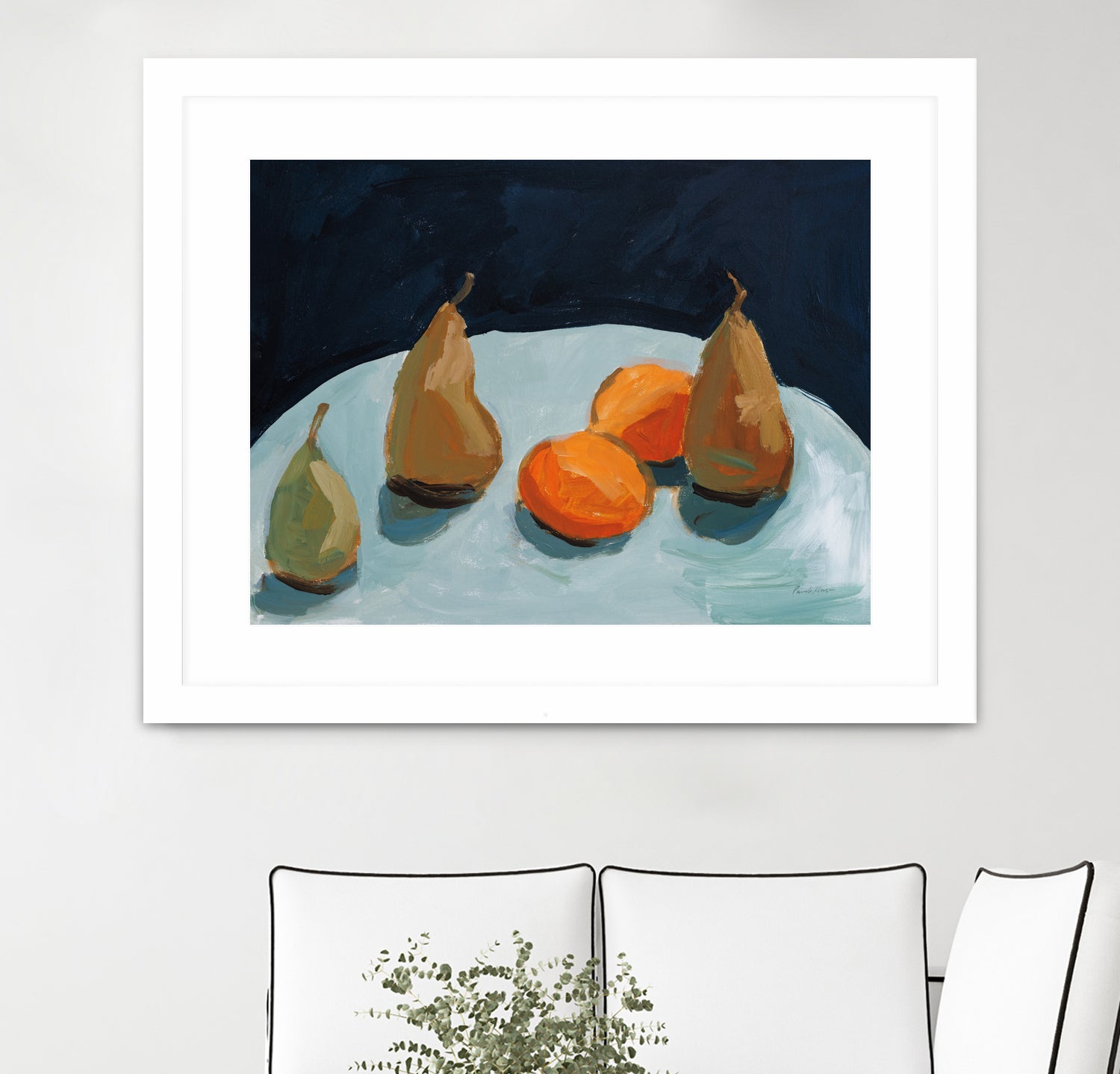Pear and Orange by Pamela Munger on GIANT ART - blue