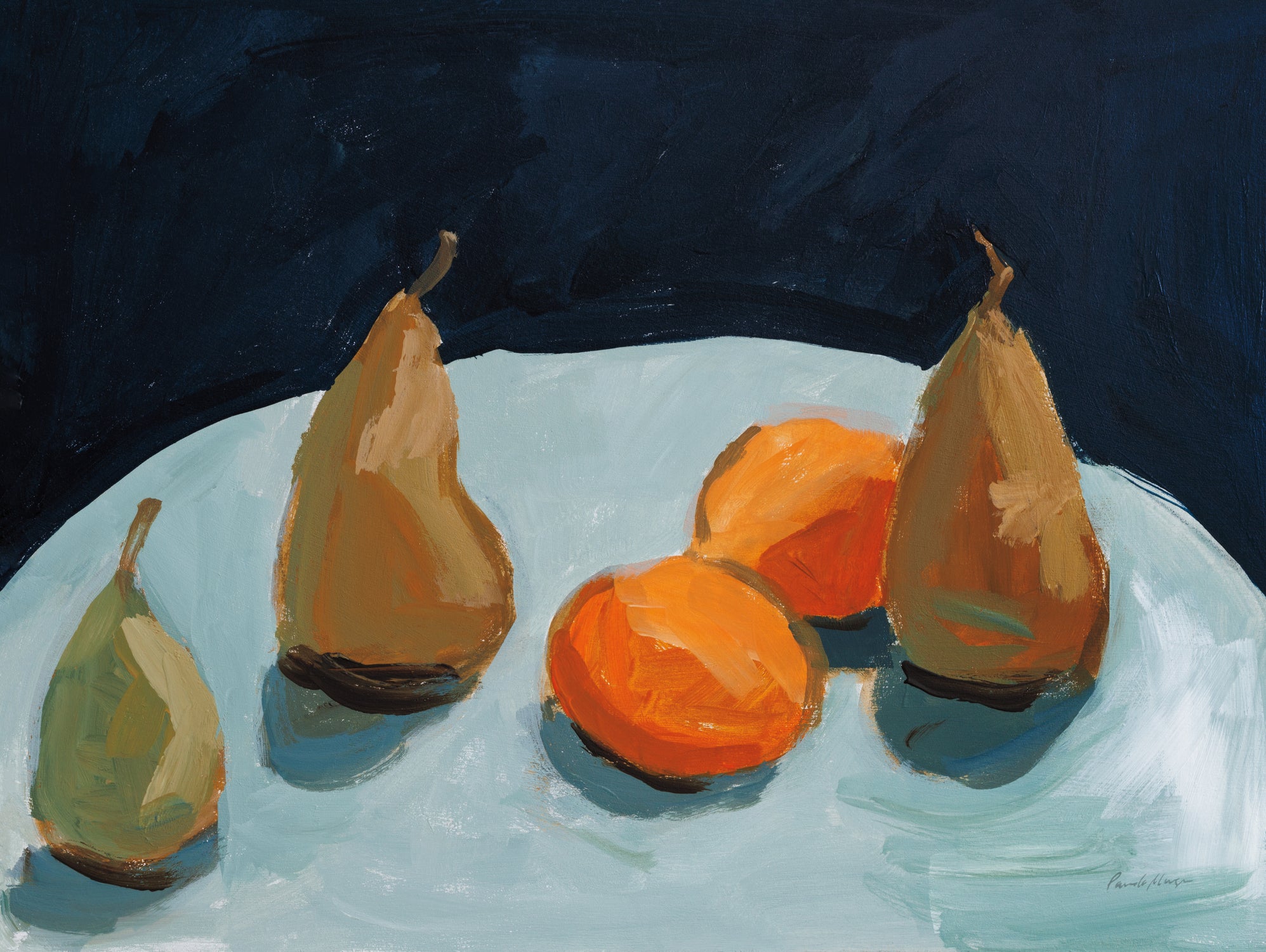 Pear and Orange by Pamela Munger on GIANT ART - blue