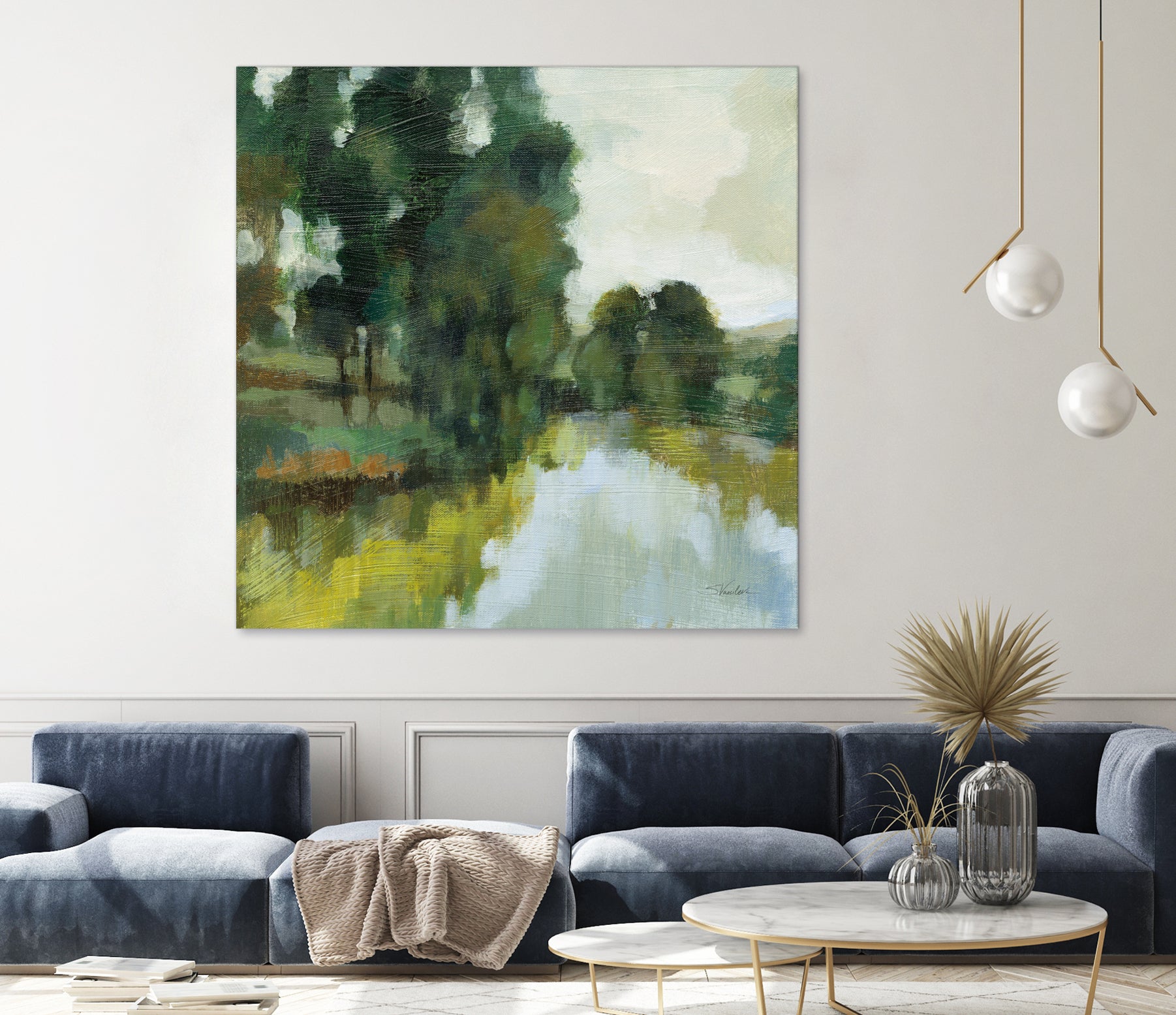 Willows by the Pond I by Silvia Vassileva on GIANT ART - blue